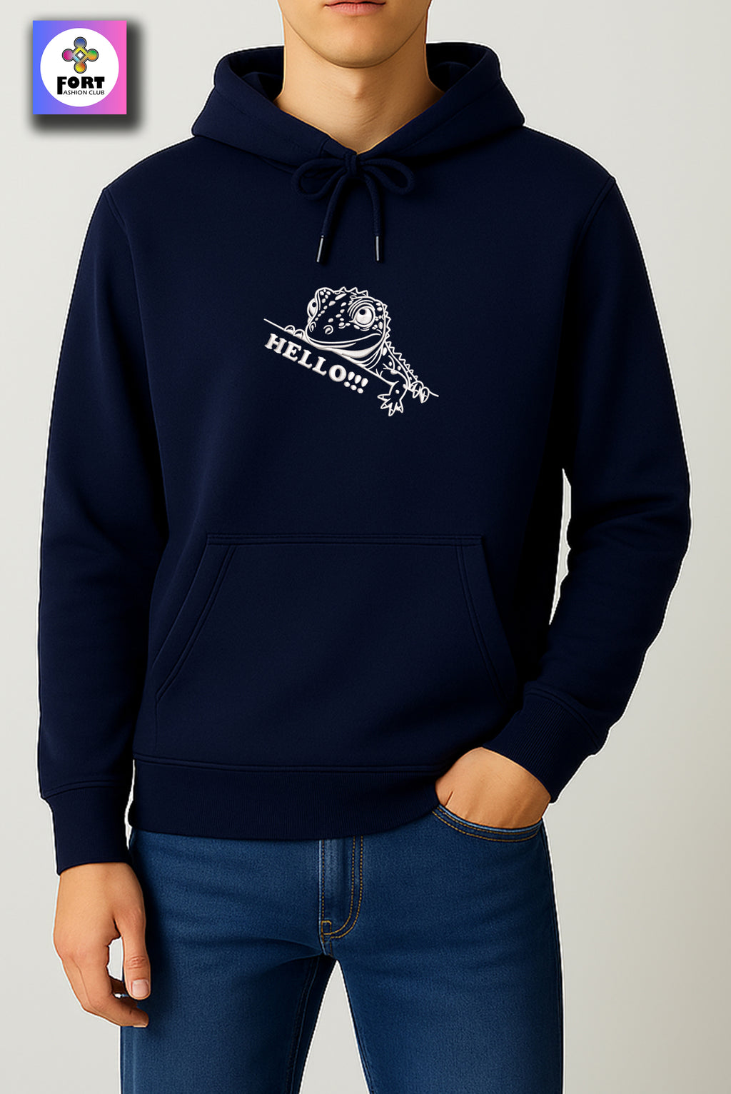 CRAZY EMBROIDERY UNISEX HOODIE – LIZARD