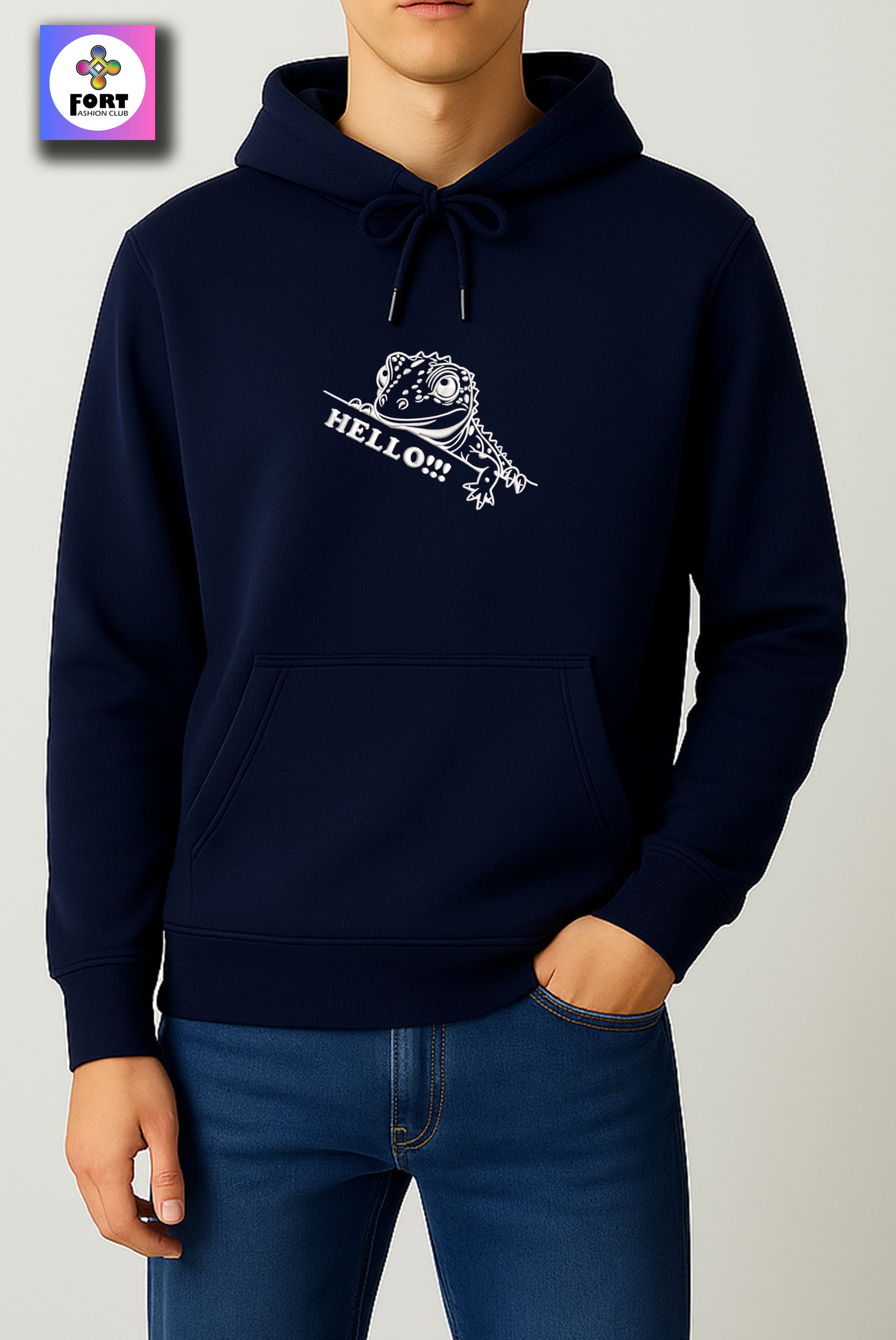 CRAZY EMBROIDERY UNISEX HOODIE – LIZARD