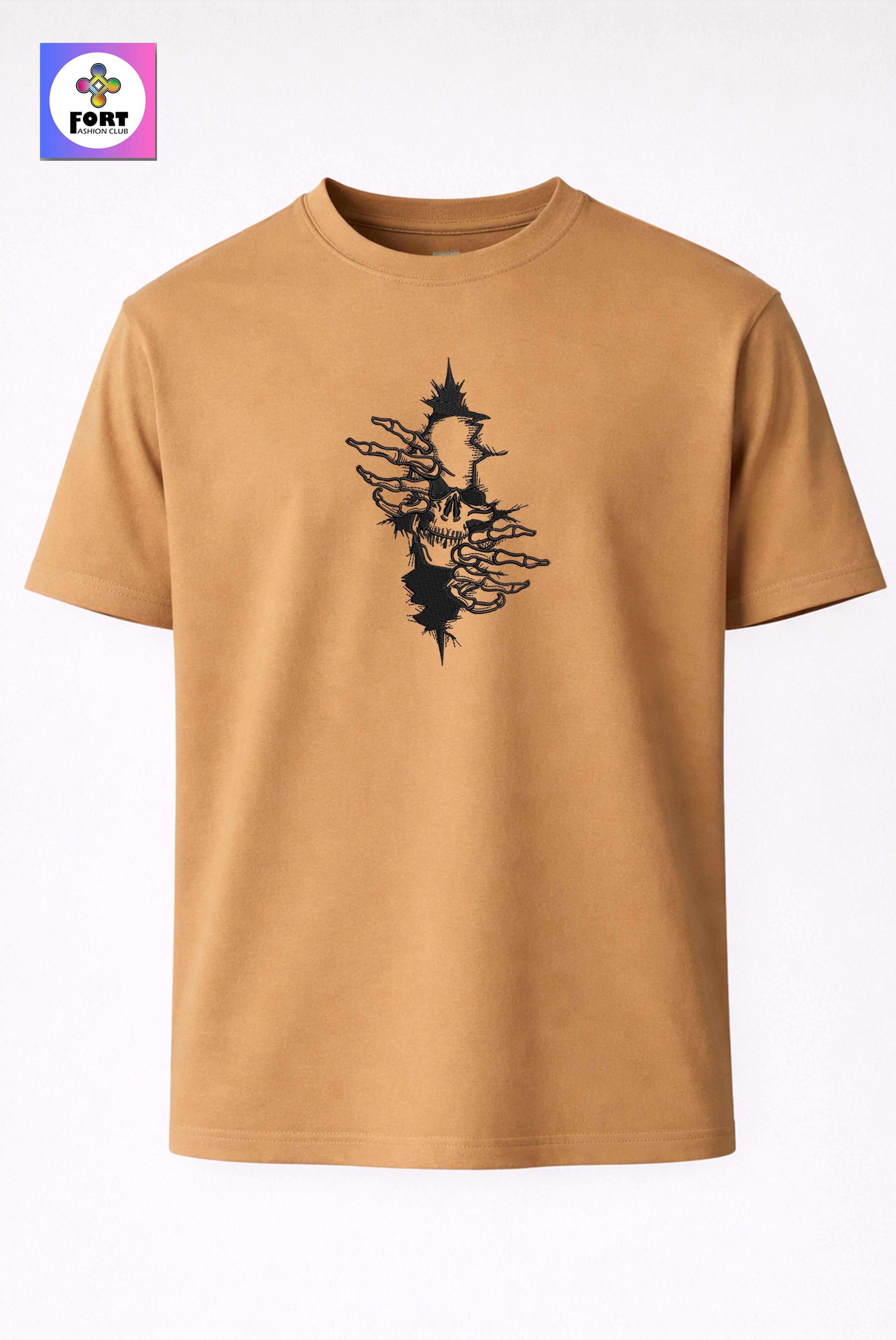 CRAZY EMBROIDERY UNISEX T-SHIRT – ARTY SKULL FORT FASHION CLUB