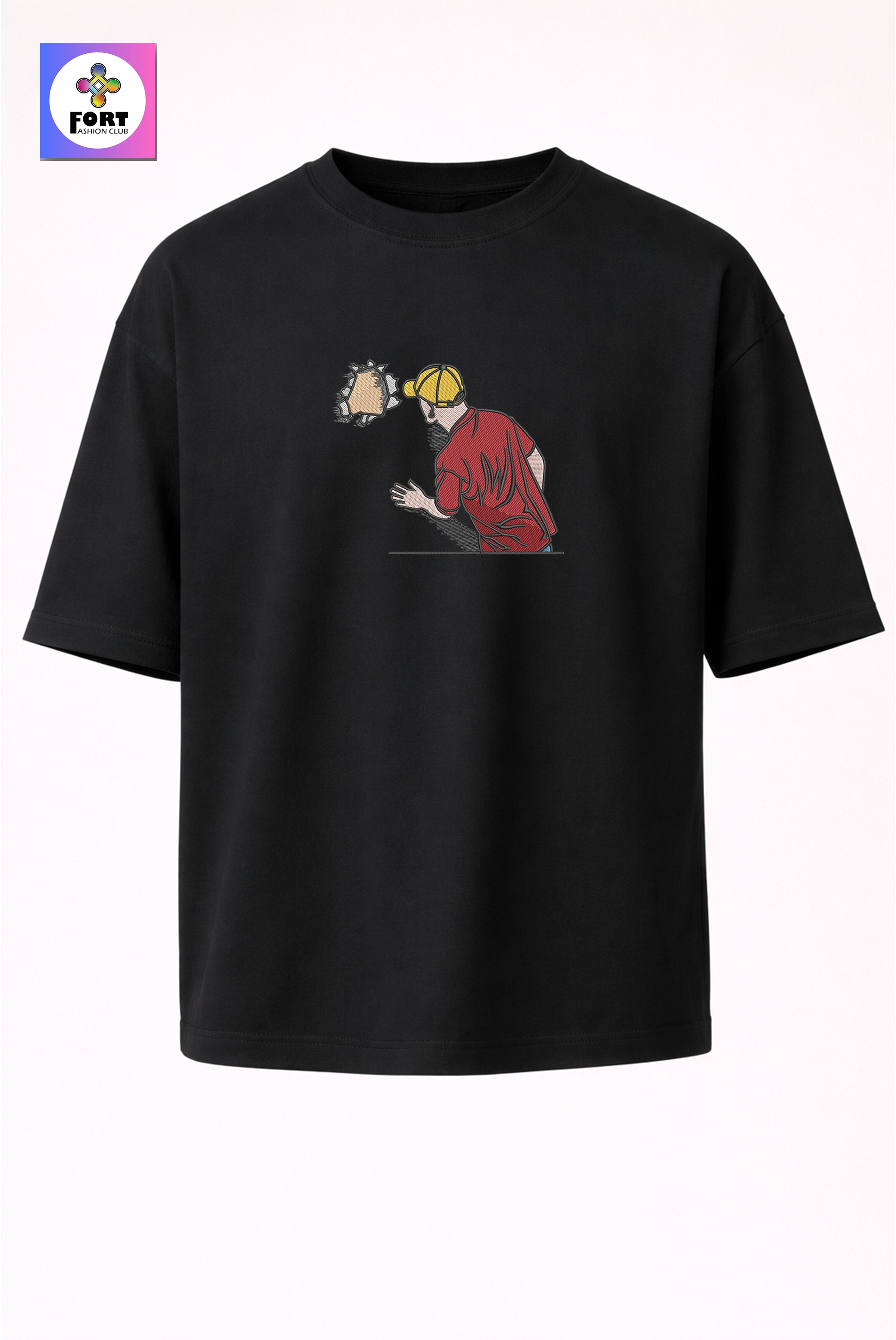 CRAZY EMBROIDERY UNISEX OVERSIZED T-SHIRT (DROP SHOULDER) – CREATIVE FORT FASHION CLUB