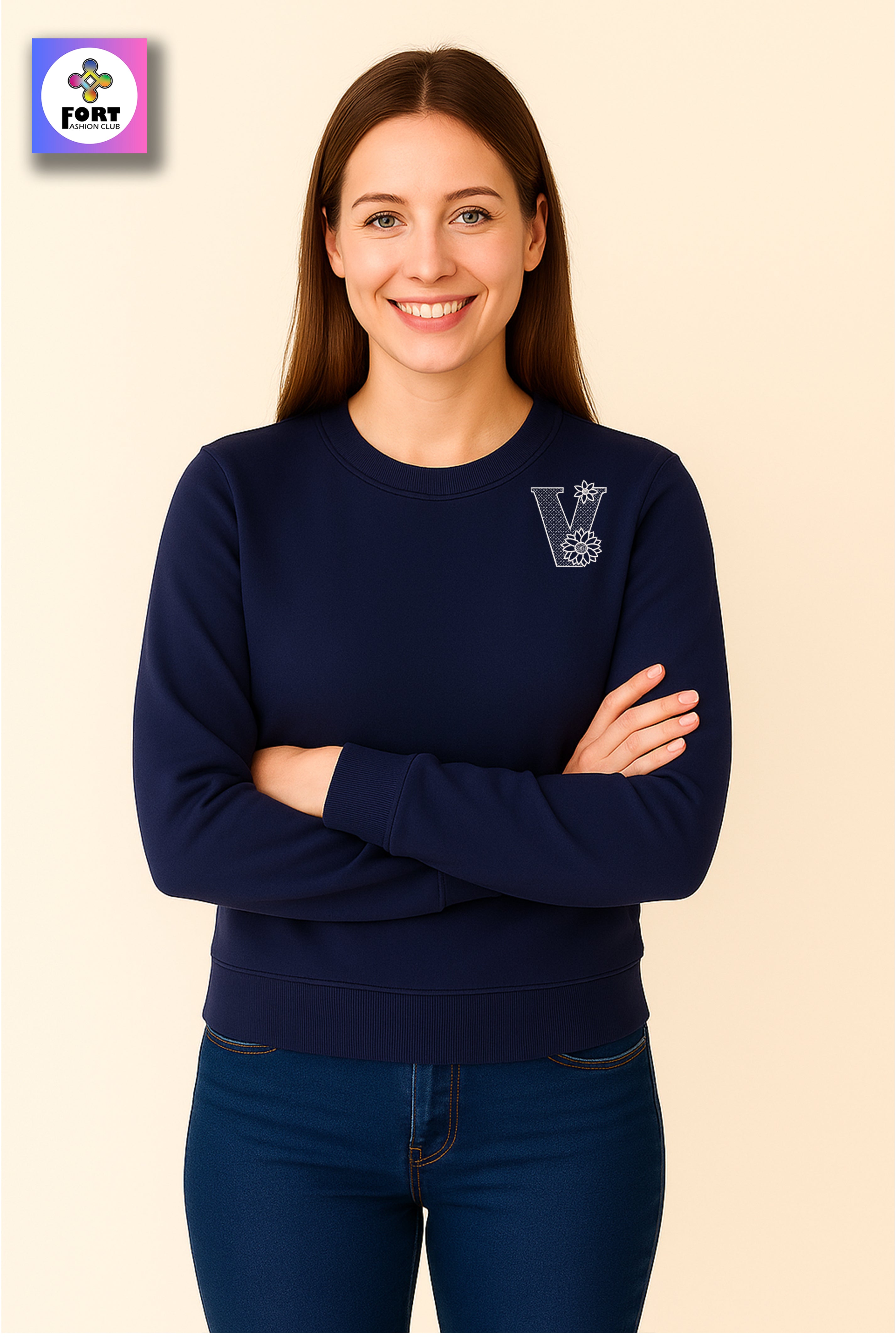 PREMIUM  ALPHABET EMBROIDERY UNISEX SWEATSHIRT