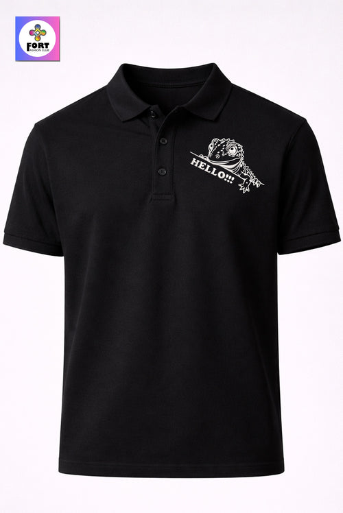 CRAZY EMBROIDERY UNISEX (COLLAR) T-SHIRT - LEZARD FORT FASHION CLUB