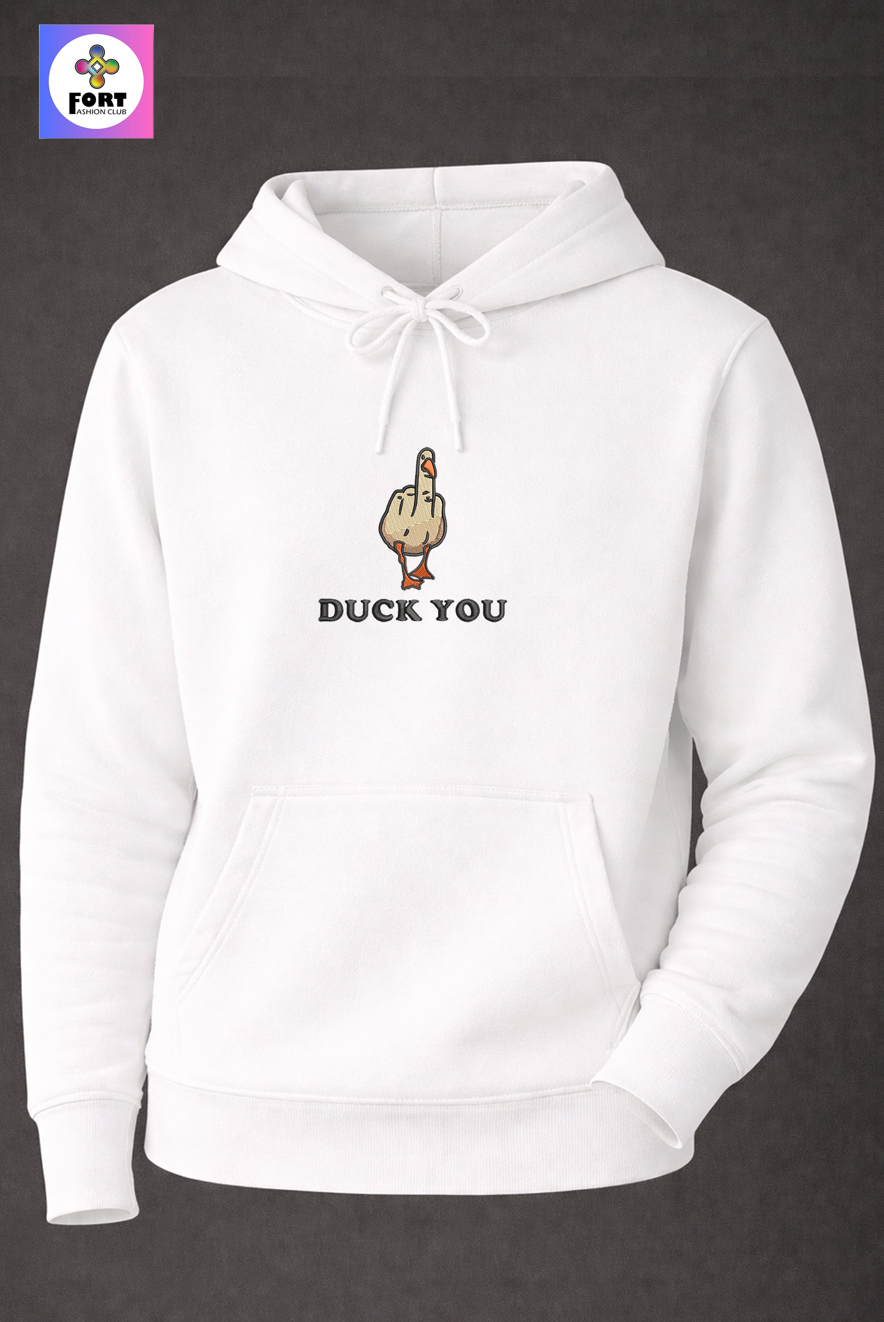 CRAZY EMBROIDERY UNISEX HOODIE – DUCK FORT FASHION CLUB
