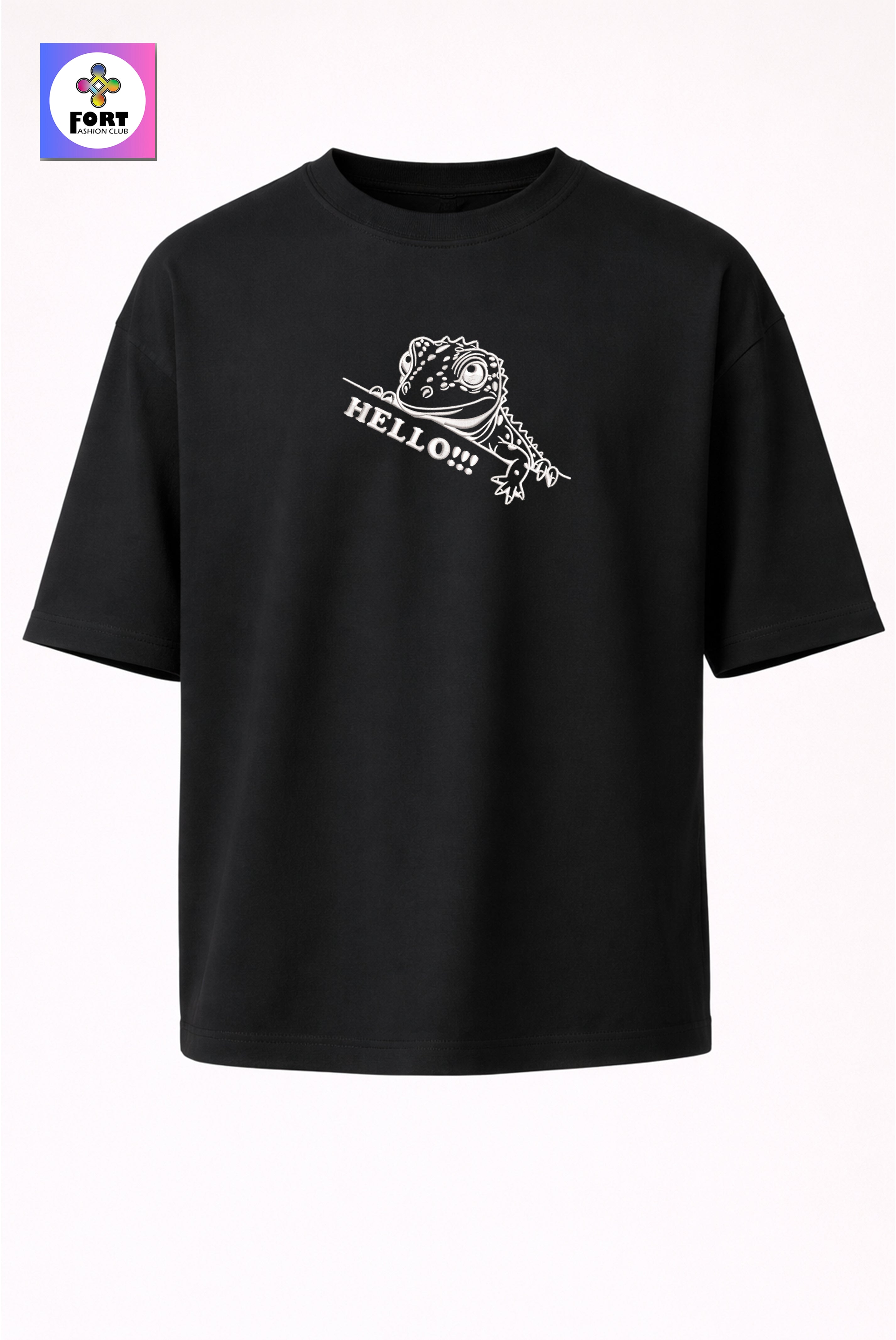 CRAZY EMBROIDERY UNISEX OVERSIZED T-SHIRT (DROP SHOULDER) – LEZARD FORT FASHION CLUB