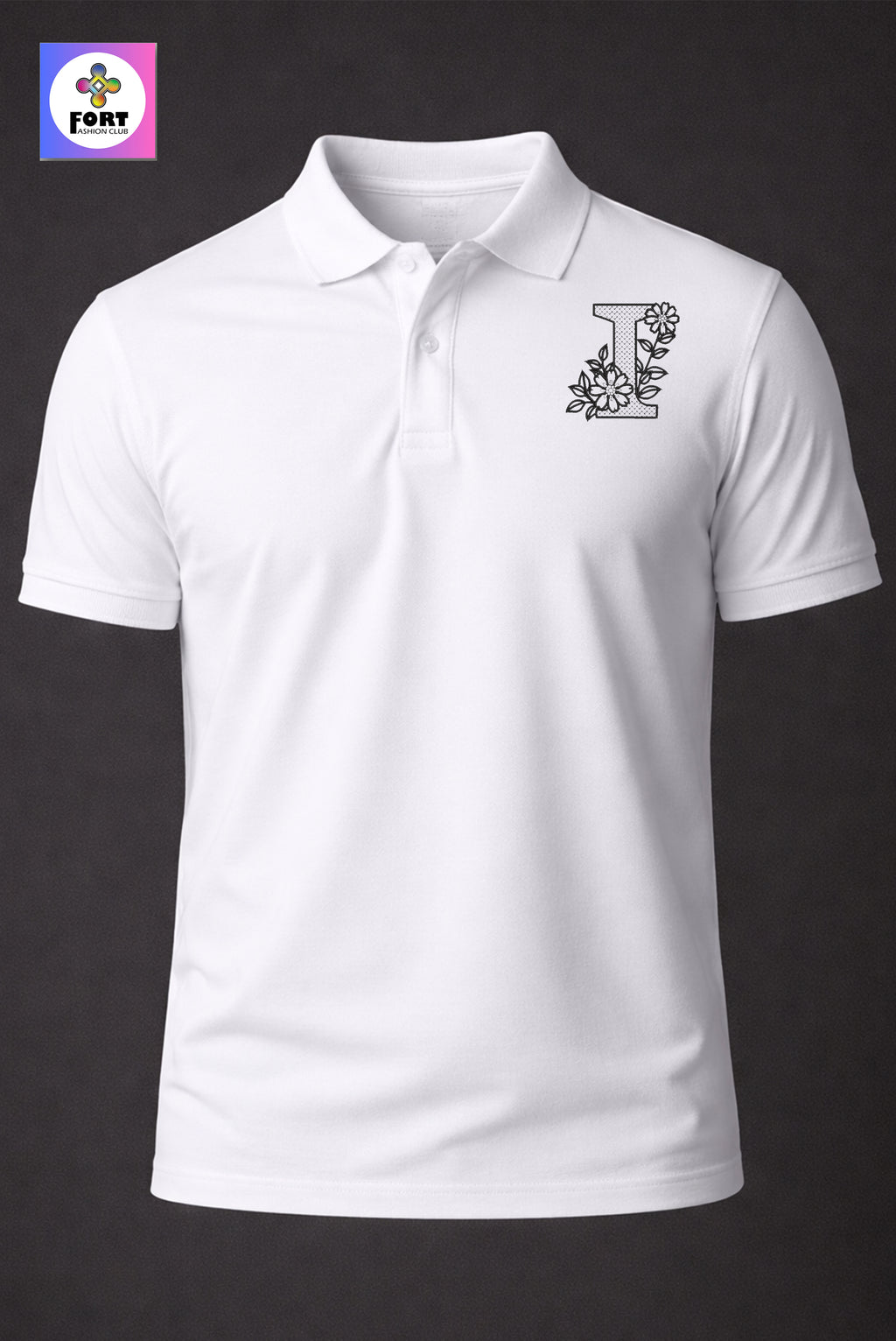 Premium Alphabet Embroidery Unisex ( Collar ) Polo T-Shirt