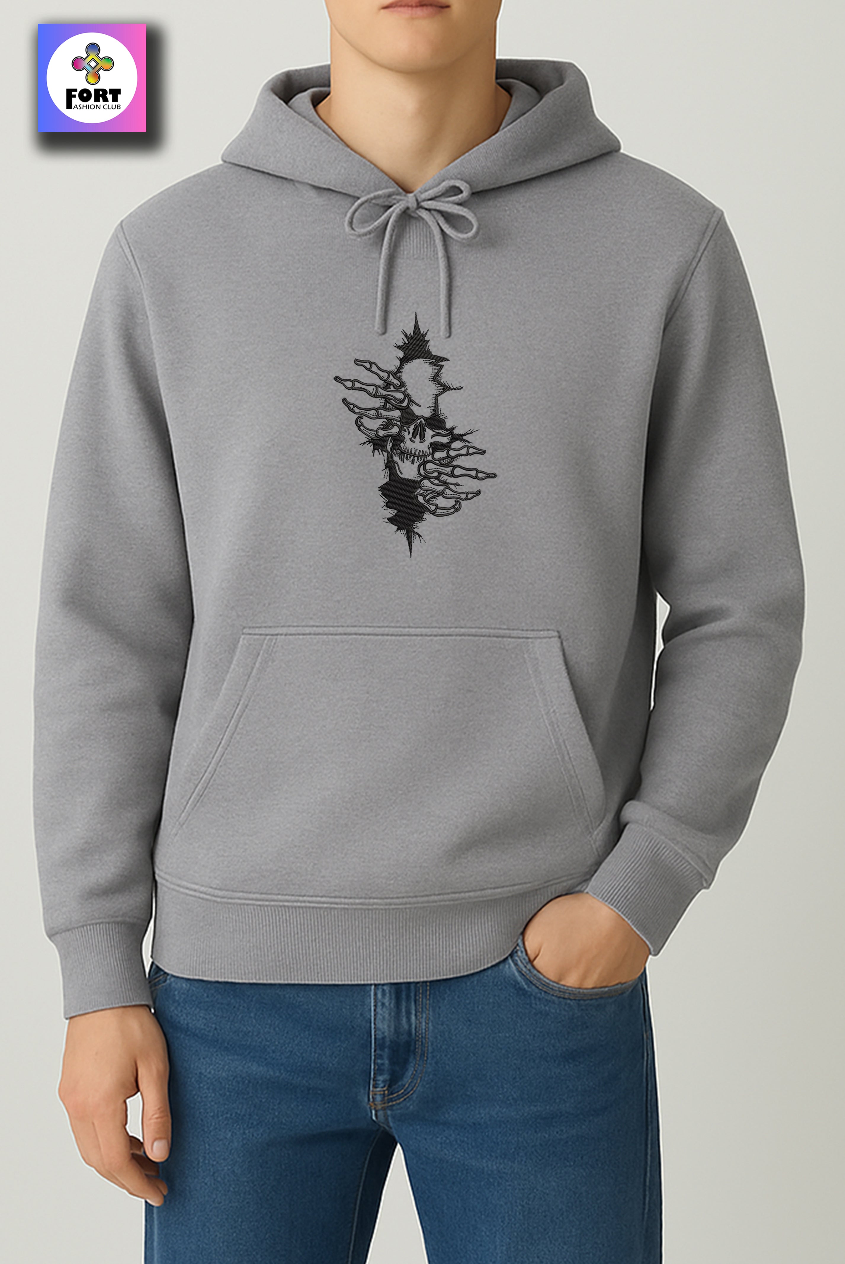 CRAZY EMBROIDERY UNISEX HOODIE – ARTY SKULL