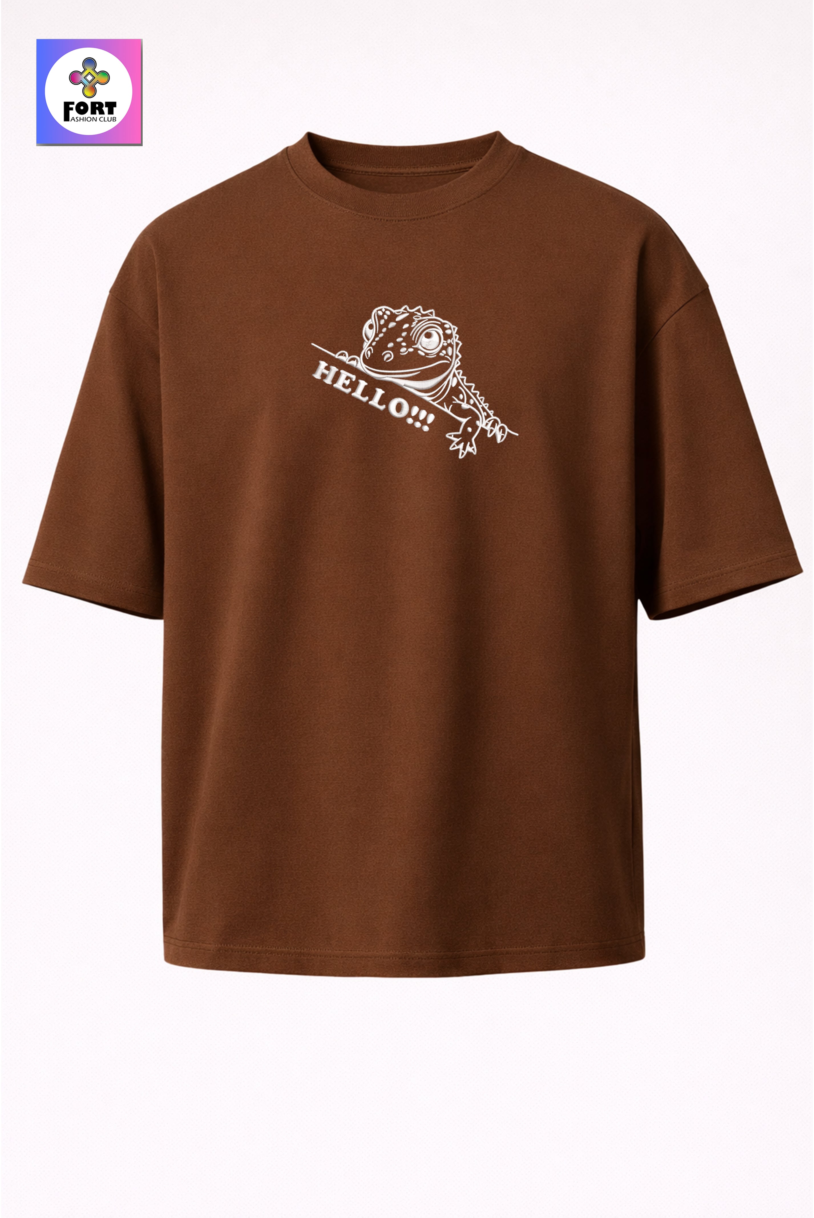 CRAZY EMBROIDERY UNISEX OVERSIZED T-SHIRT (DROP SHOULDER) – LEZARD FORT FASHION CLUB
