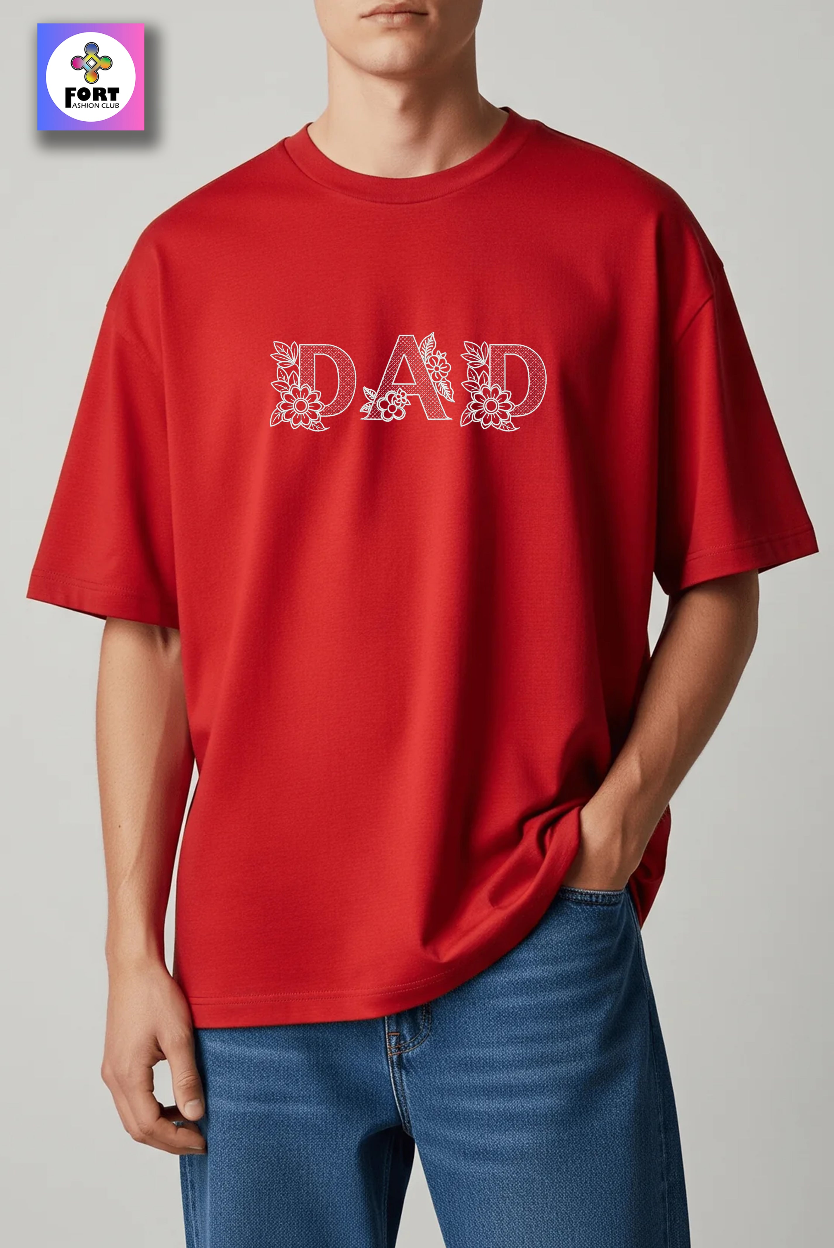 PREMIUM  ALPHABET EMBROIDERY UNISEX (DROP SHOULDER) T-SHIRT