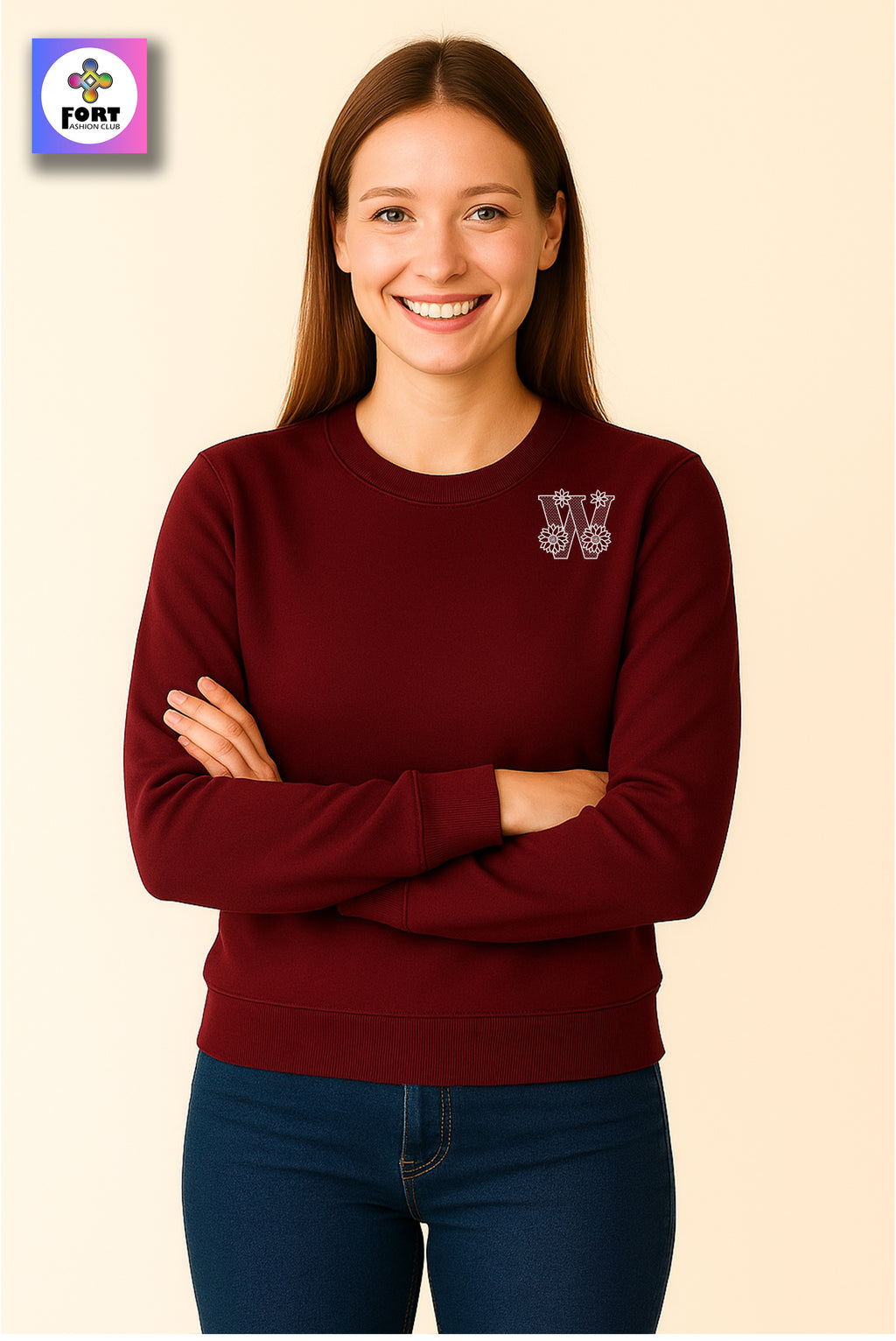 PREMIUM  ALPHABET EMBROIDERY UNISEX SWEATSHIRT