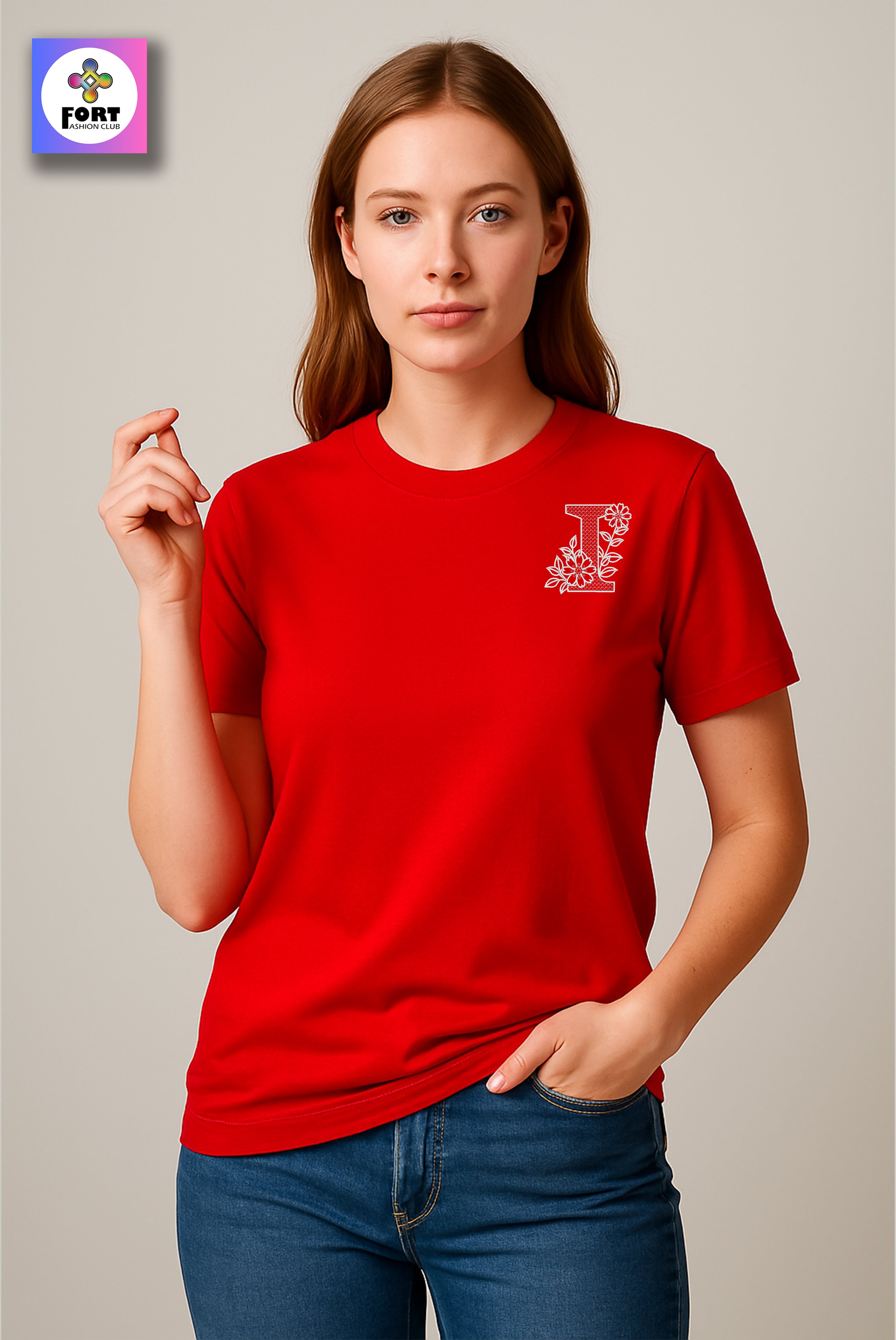 PREMIUM  ALPHABET EMBROIDERY UNISEX T-SHIRT