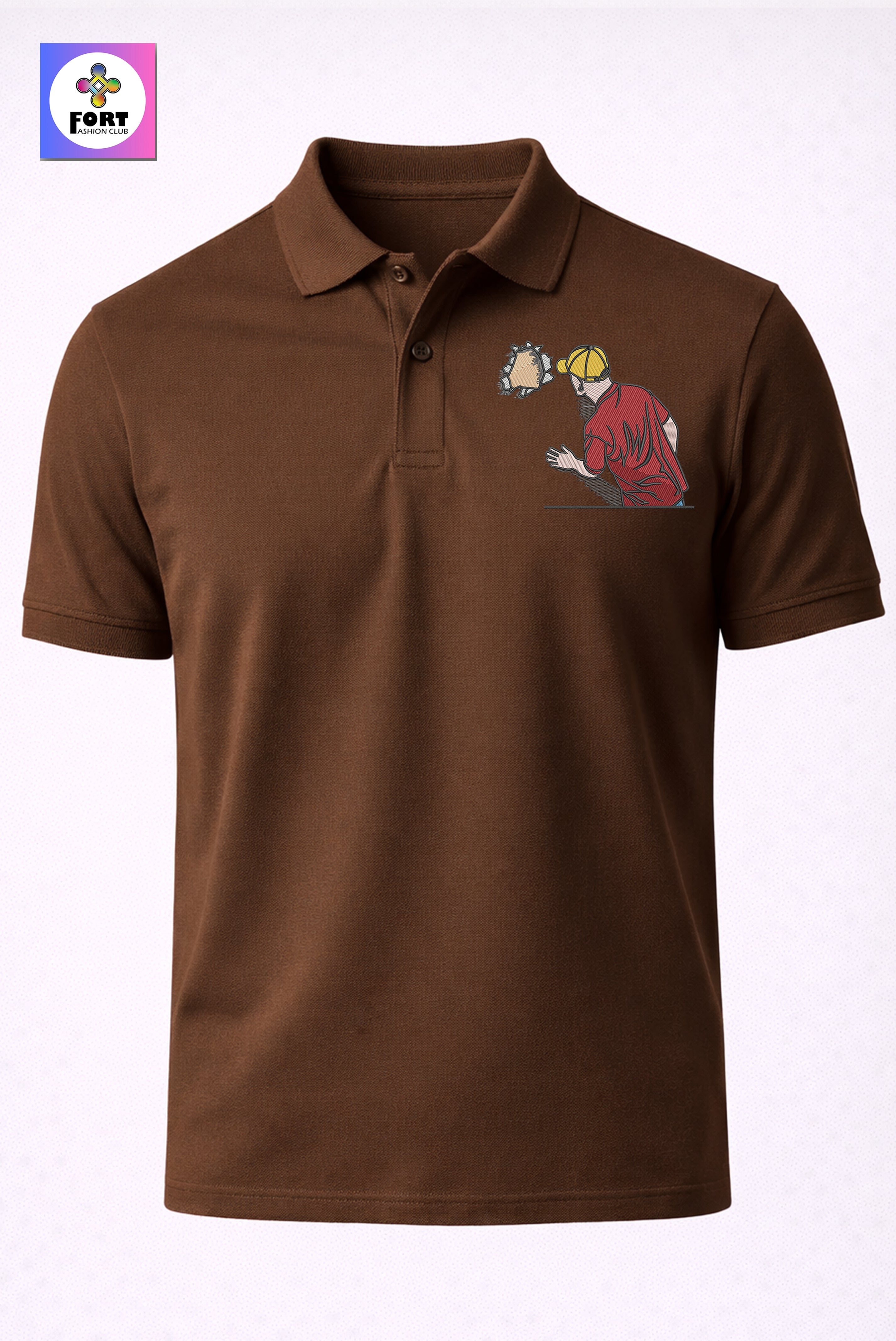 CRAZY EMBROIDERY UNISEX ( COLLAR ) T-SHIRT - CREATIVE FORT FASHION CLUB