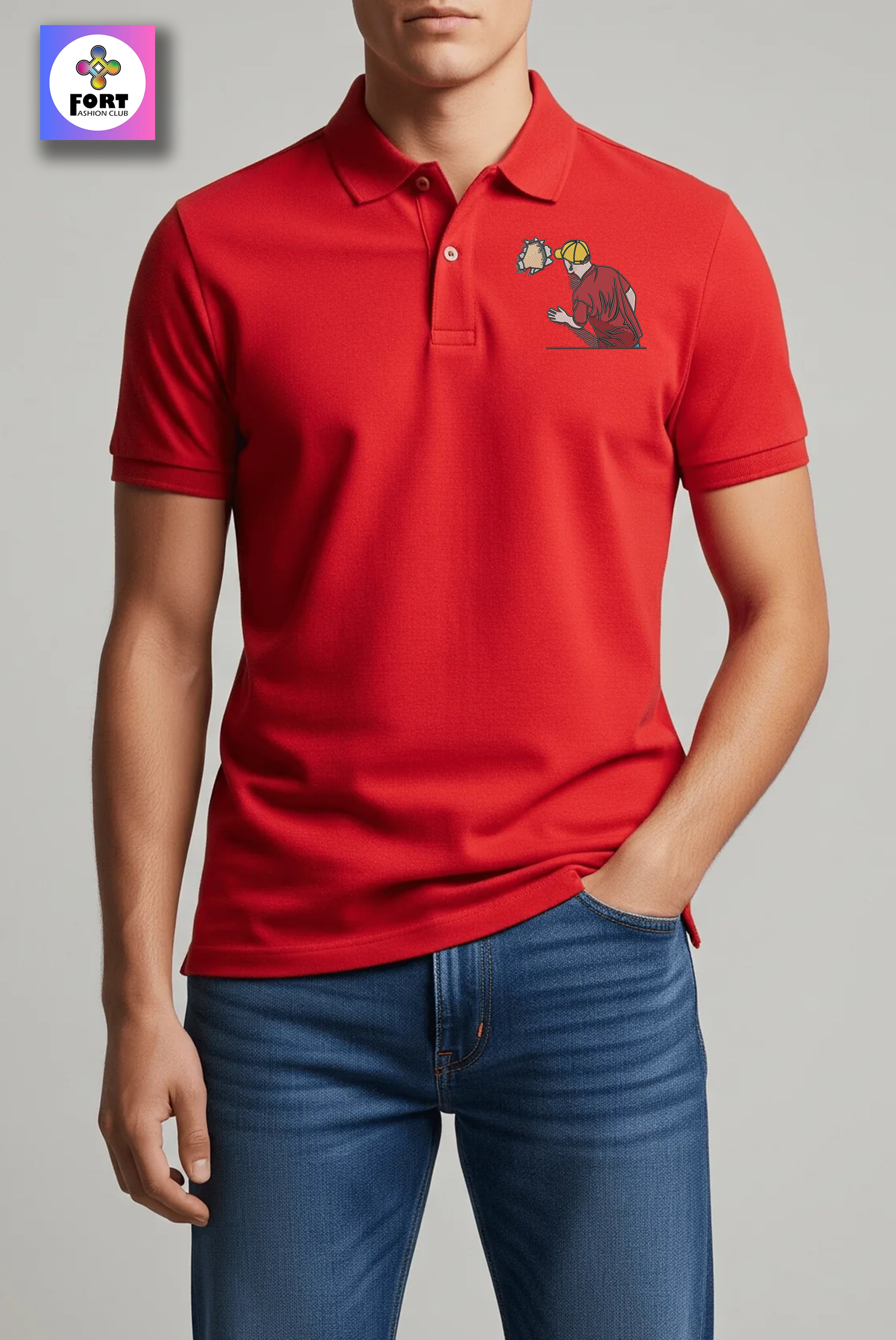 CRAZY EMBROIDERY UNISEX ( COLLAR ) T-SHIRT - CREATIVE