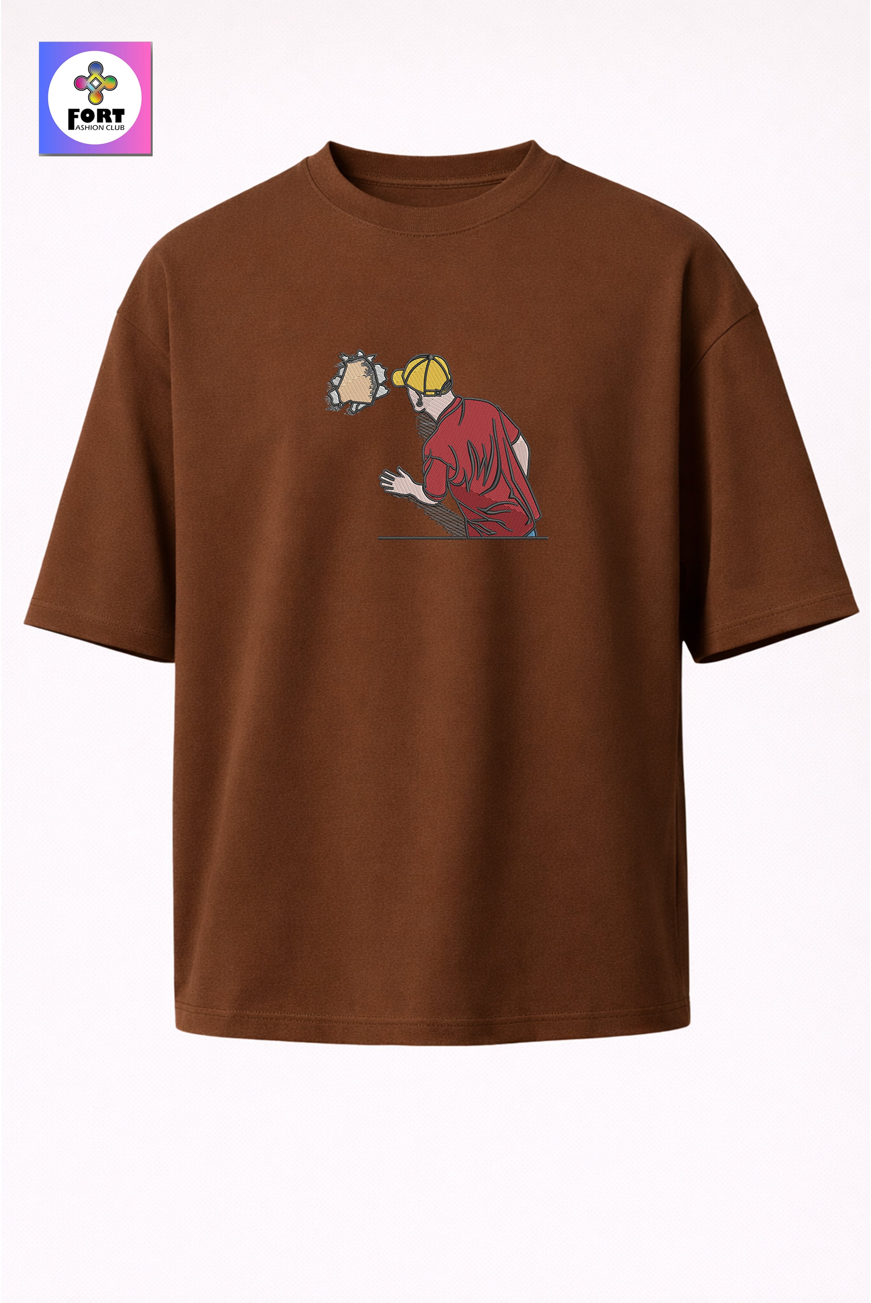 CRAZY EMBROIDERY UNISEX OVERSIZED T-SHIRT (DROP SHOULDER) – CREATIVE FORT FASHION CLUB