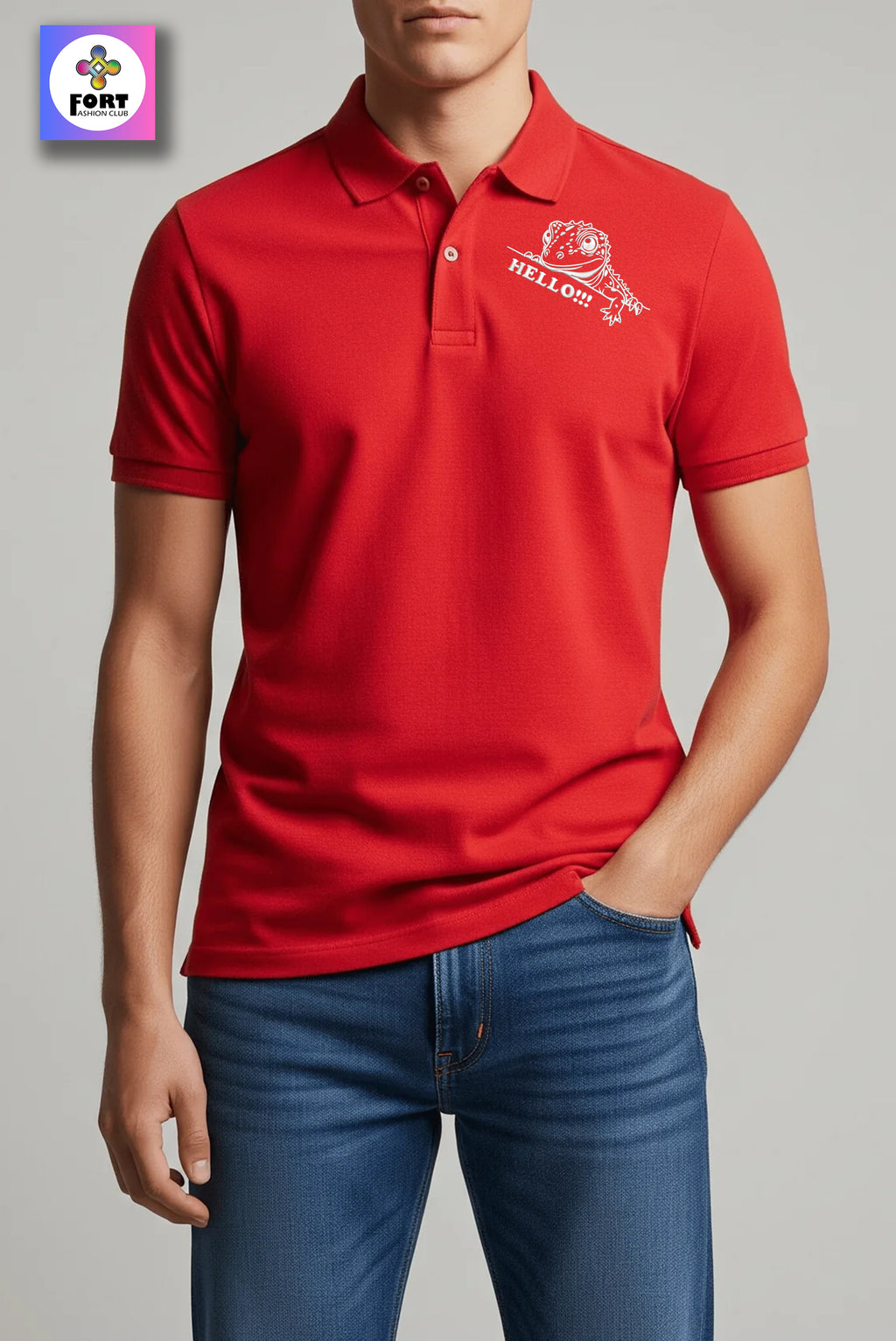 CRAZY EMBROIDERY UNISEX (COLLAR) T-SHIRT - LEZARD