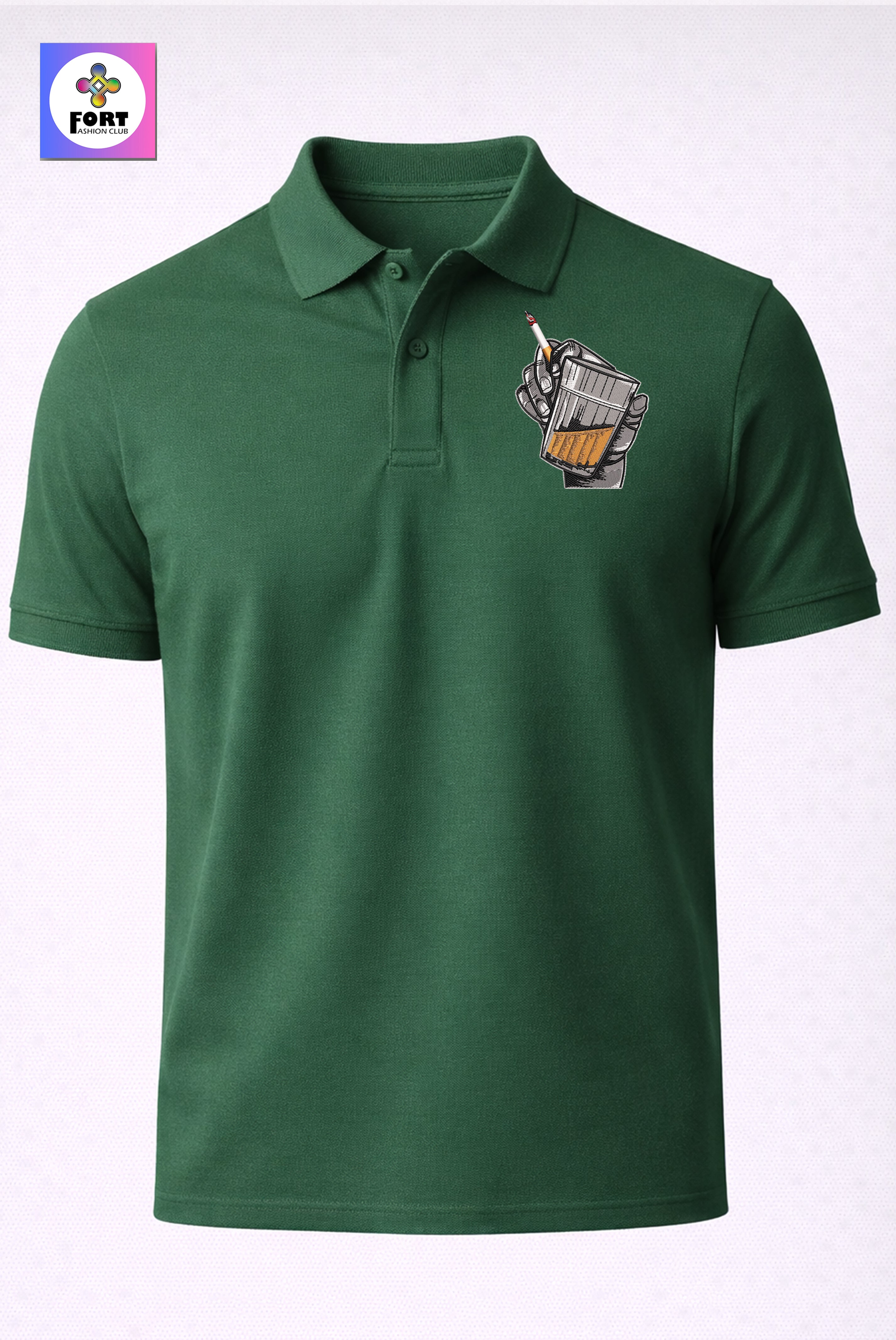 CRAZY EMBROIDERY UNISEX (COLLAR) T-SHIRT - ENERGY FORT FASHION CLUB