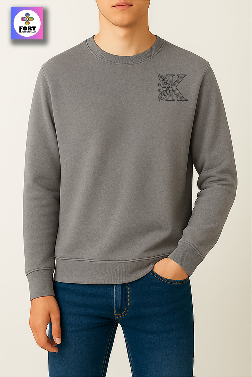 PREMIUM  ALPHABET EMBROIDERY UNISEX SWEATSHIRT