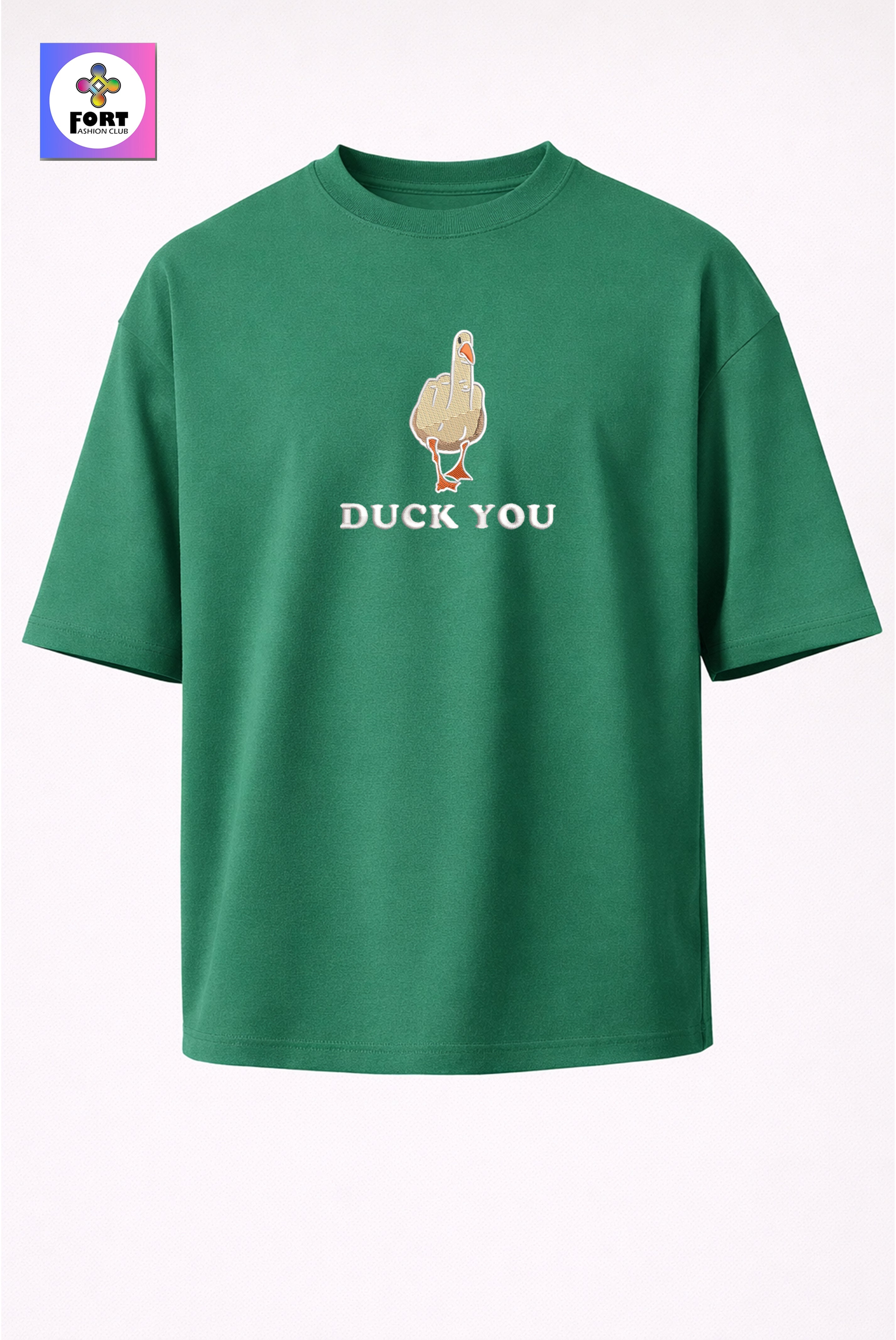 CRAZY EMBROIDERY UNISEX OVERSIZED T-SHIRT (DROP SHOULDER) – DUCK FORT FASHION CLUB