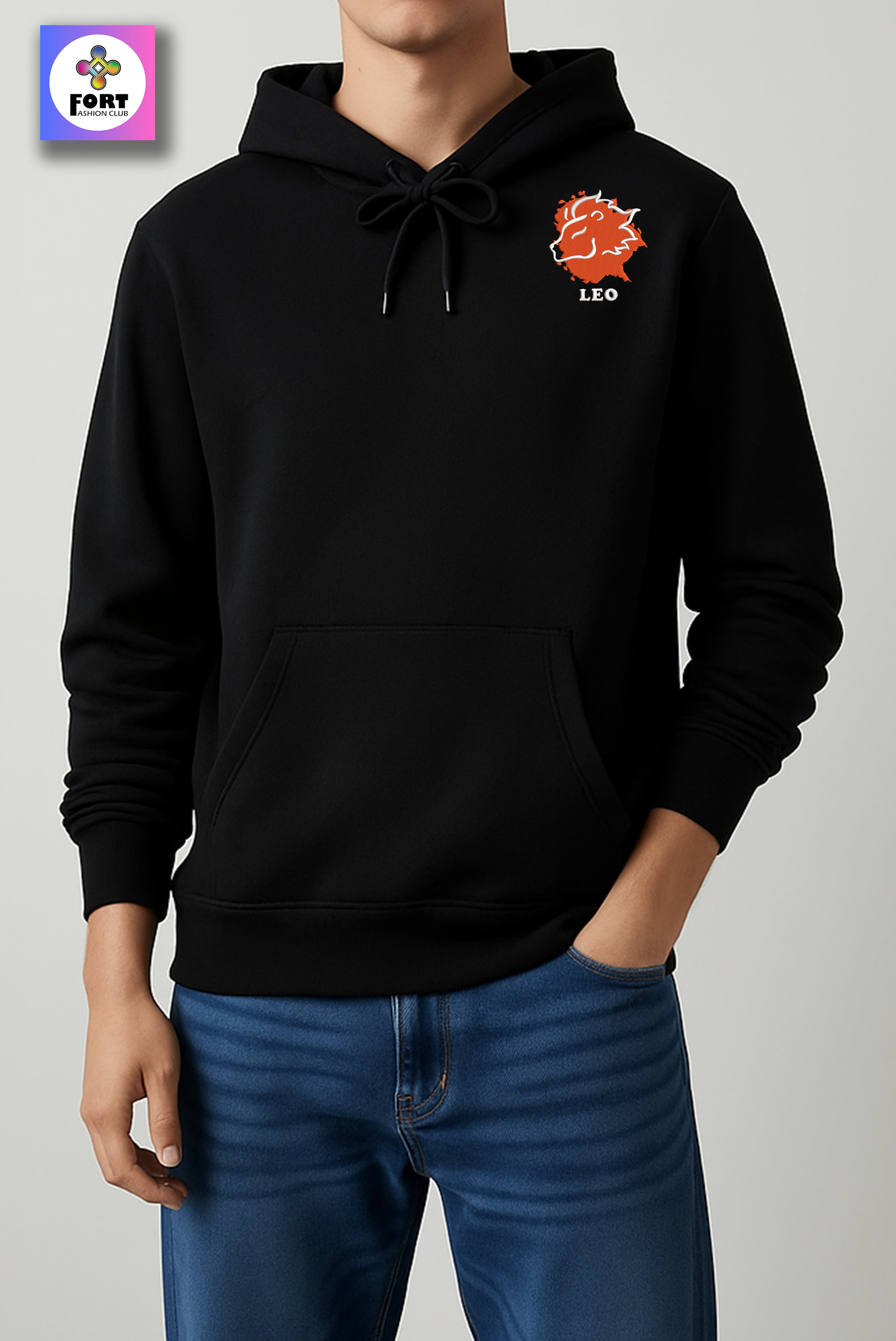 CRAZY EMBROIDERY UNISEX HOODIE – LEO