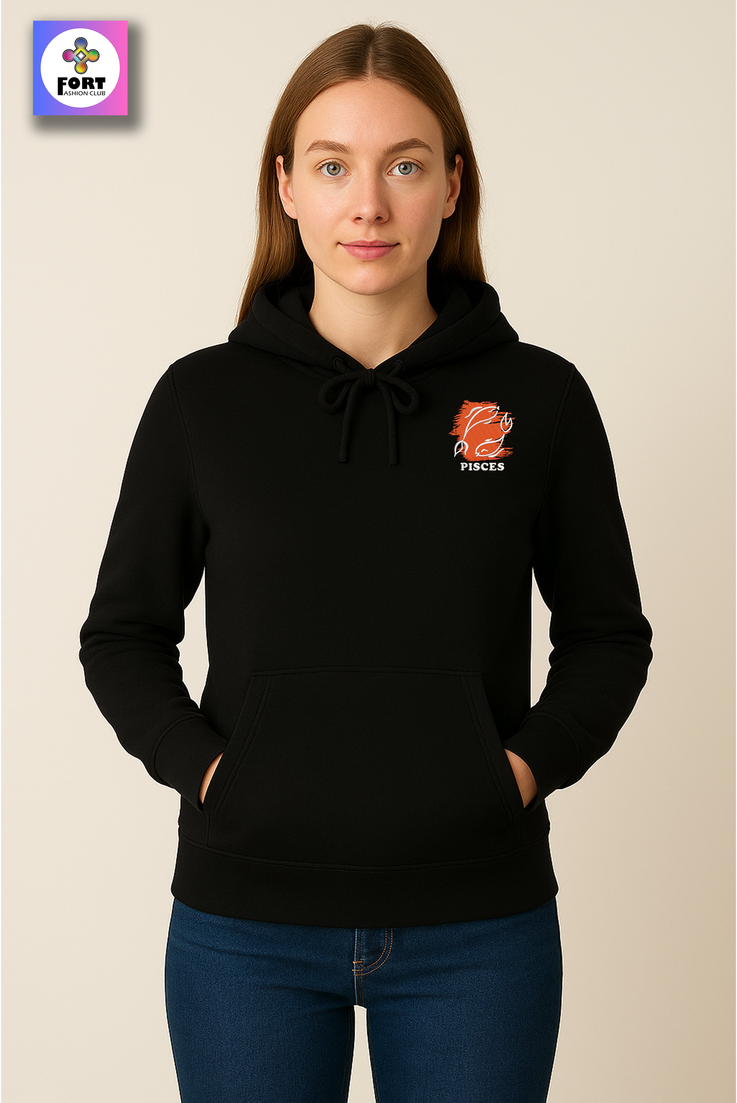 CRAZY EMBROIDERY UNISEX HOODIE – PISCES