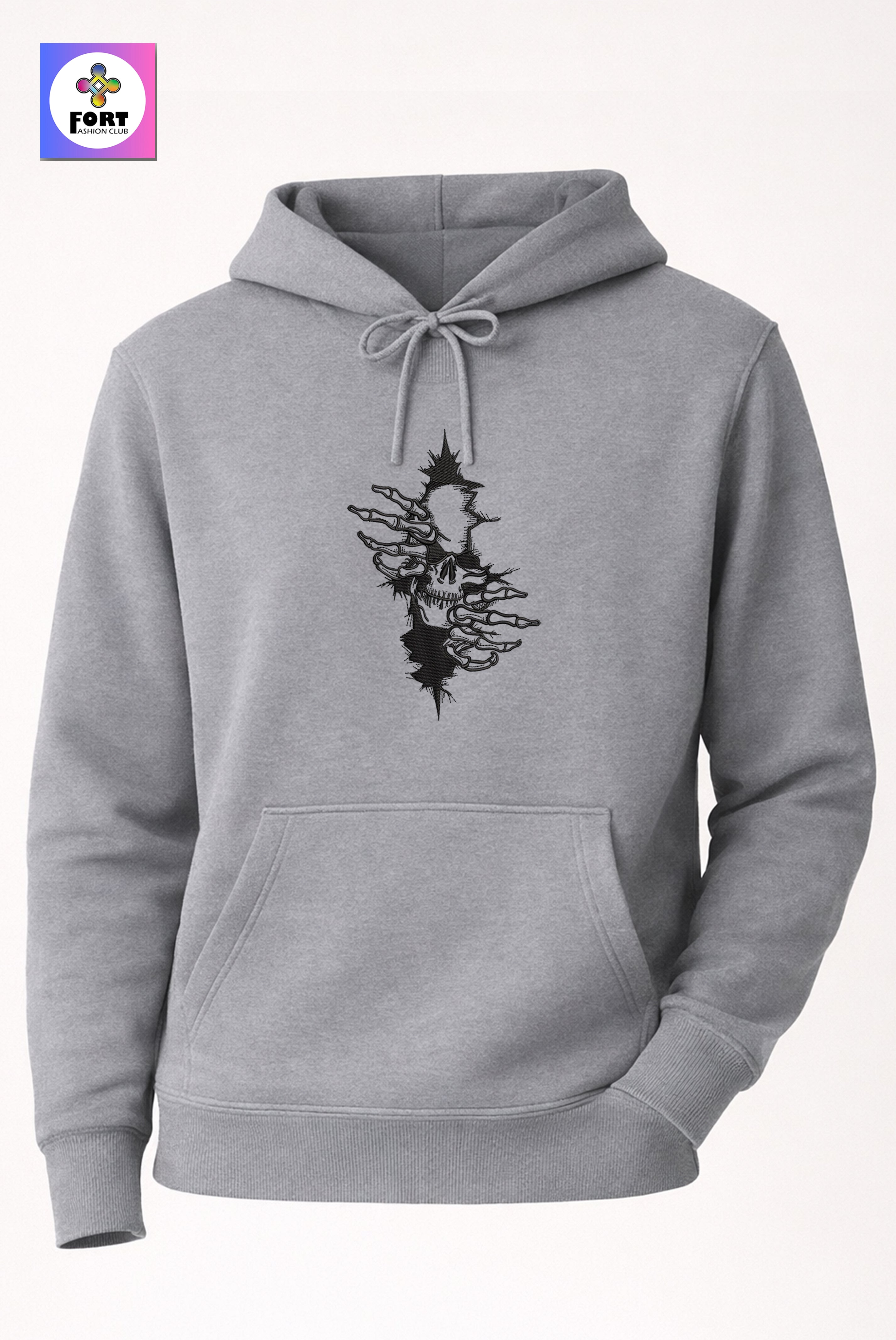 CRAZY EMBROIDERY UNISEX HOODIE – ARTY SKULL FORT FASHION CLUB