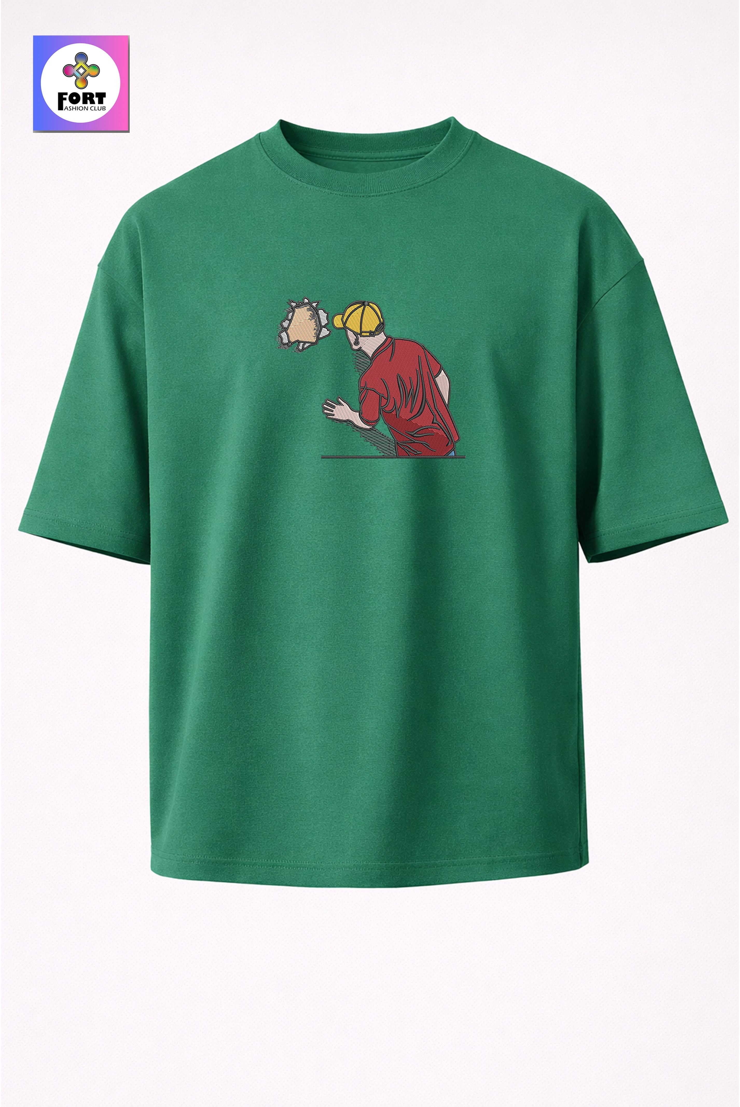 CRAZY EMBROIDERY UNISEX OVERSIZED T-SHIRT (DROP SHOULDER) – CREATIVE FORT FASHION CLUB