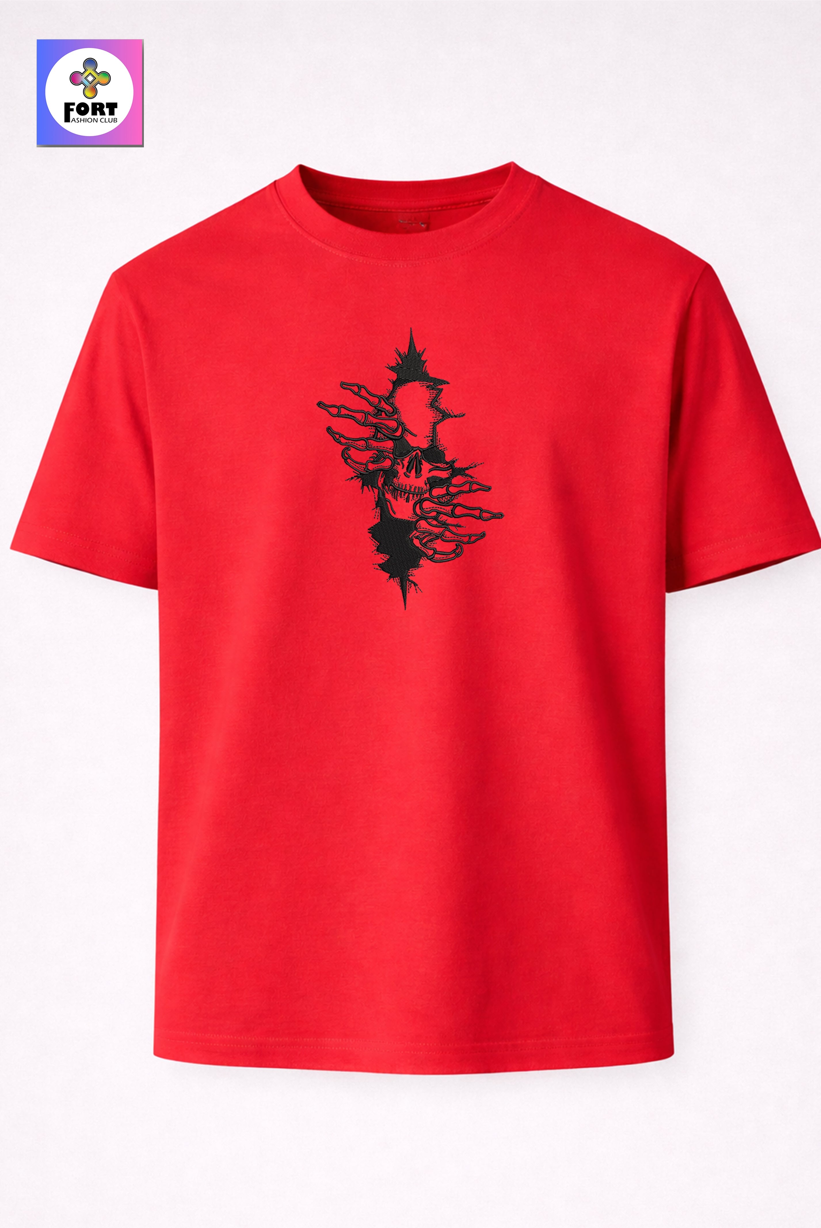 CRAZY EMBROIDERY UNISEX T-SHIRT – ARTY SKULL FORT FASHION CLUB