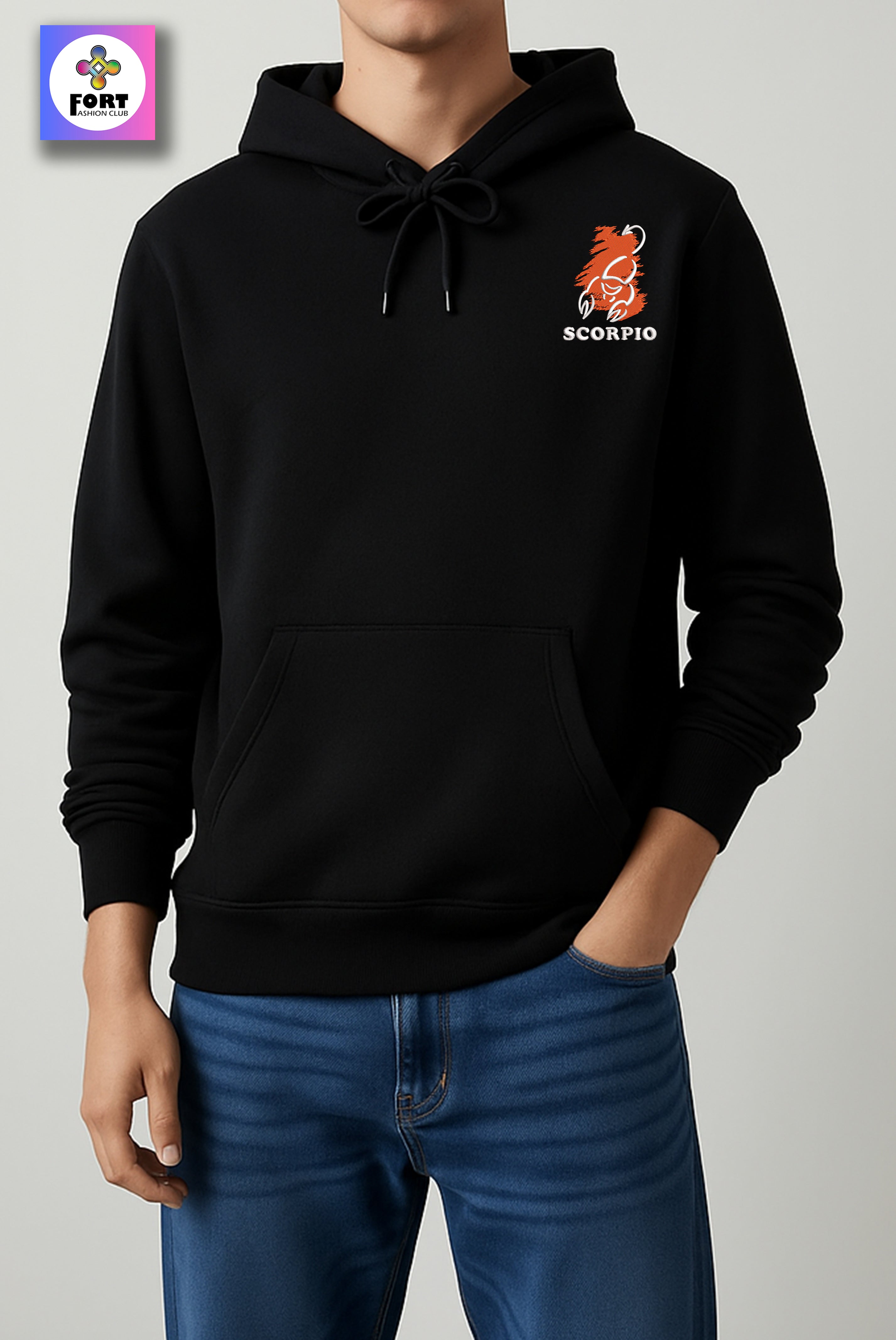 CRAZY EMBROIDERY UNISEX HOODIE – SCORPIO