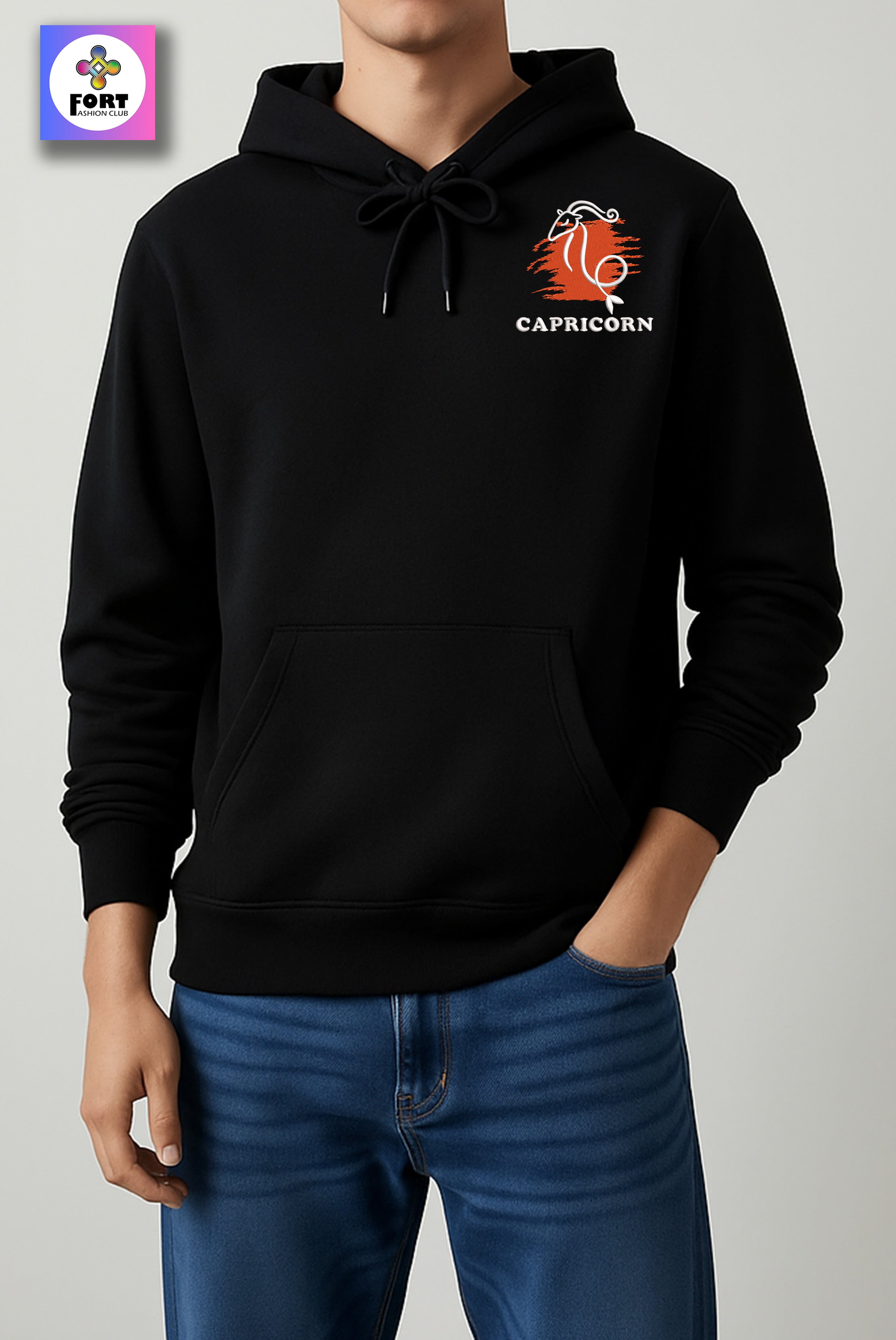 CRAZY EMBROIDERY UNISEX HOODIE – CAPRICORN