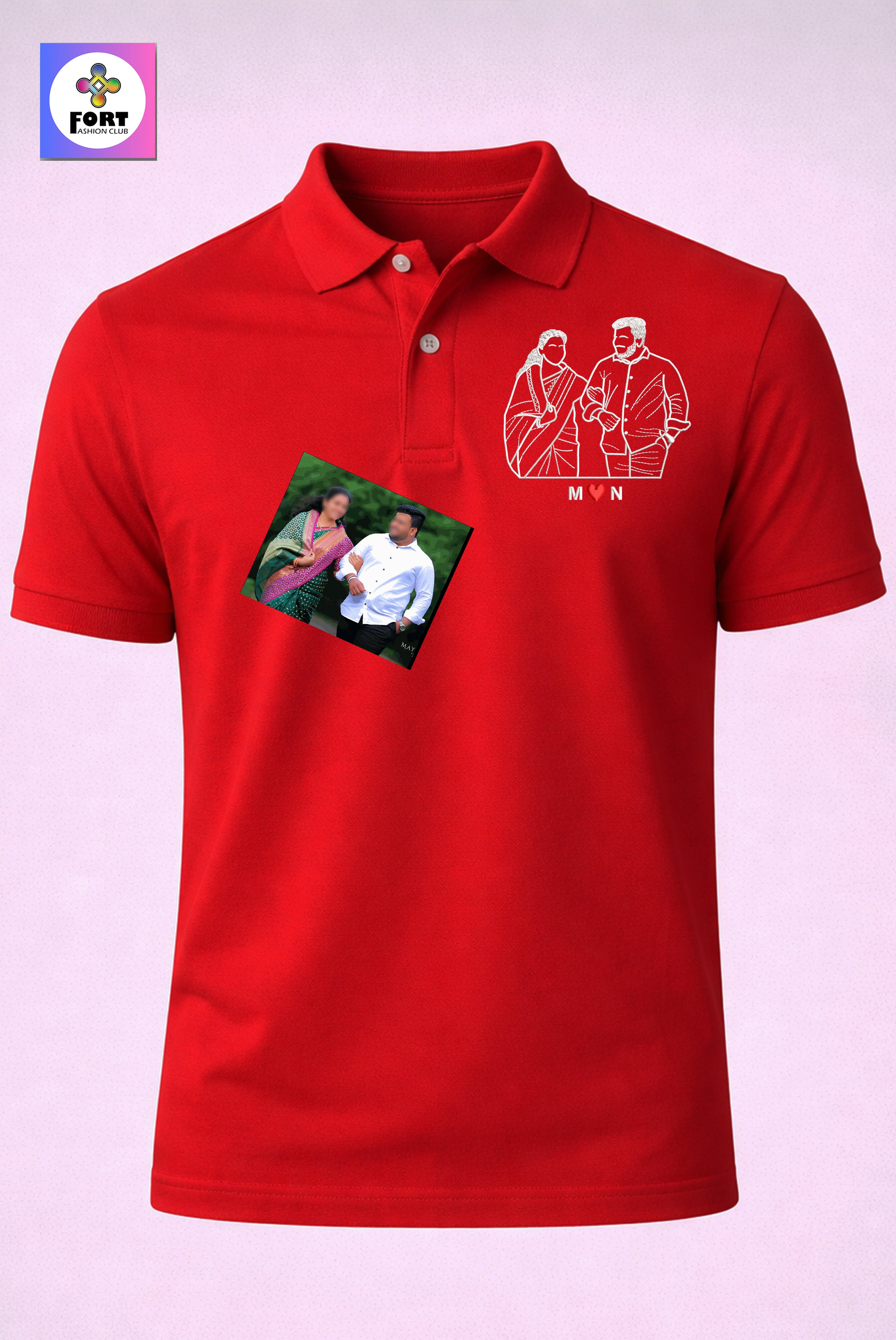 PERSONALIZED EMBROIDERY UNISEX - ( COLLAR ) T-SHIRT