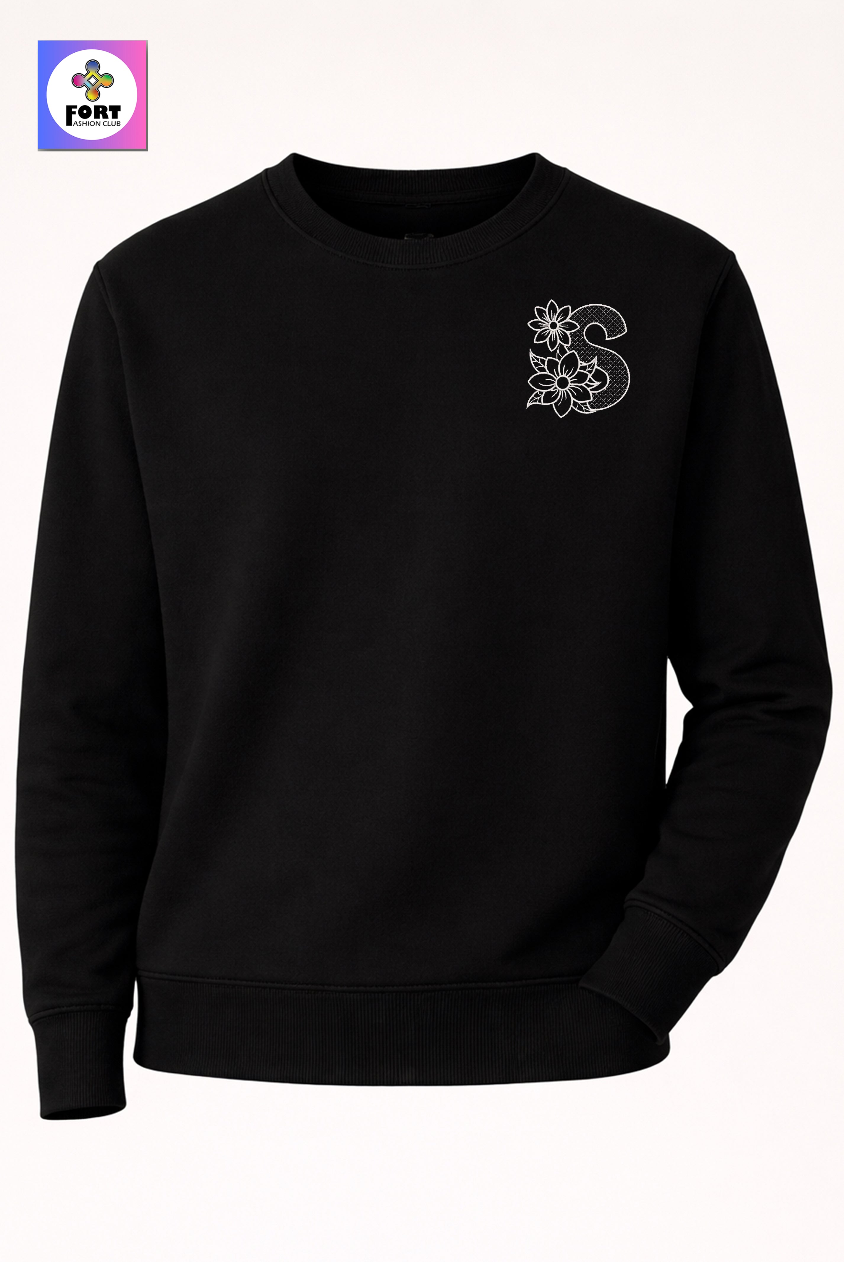 PREMIUM  ALPHABET EMBROIDERY UNISEX SWEATSHIRT FORT FASHION CLUB