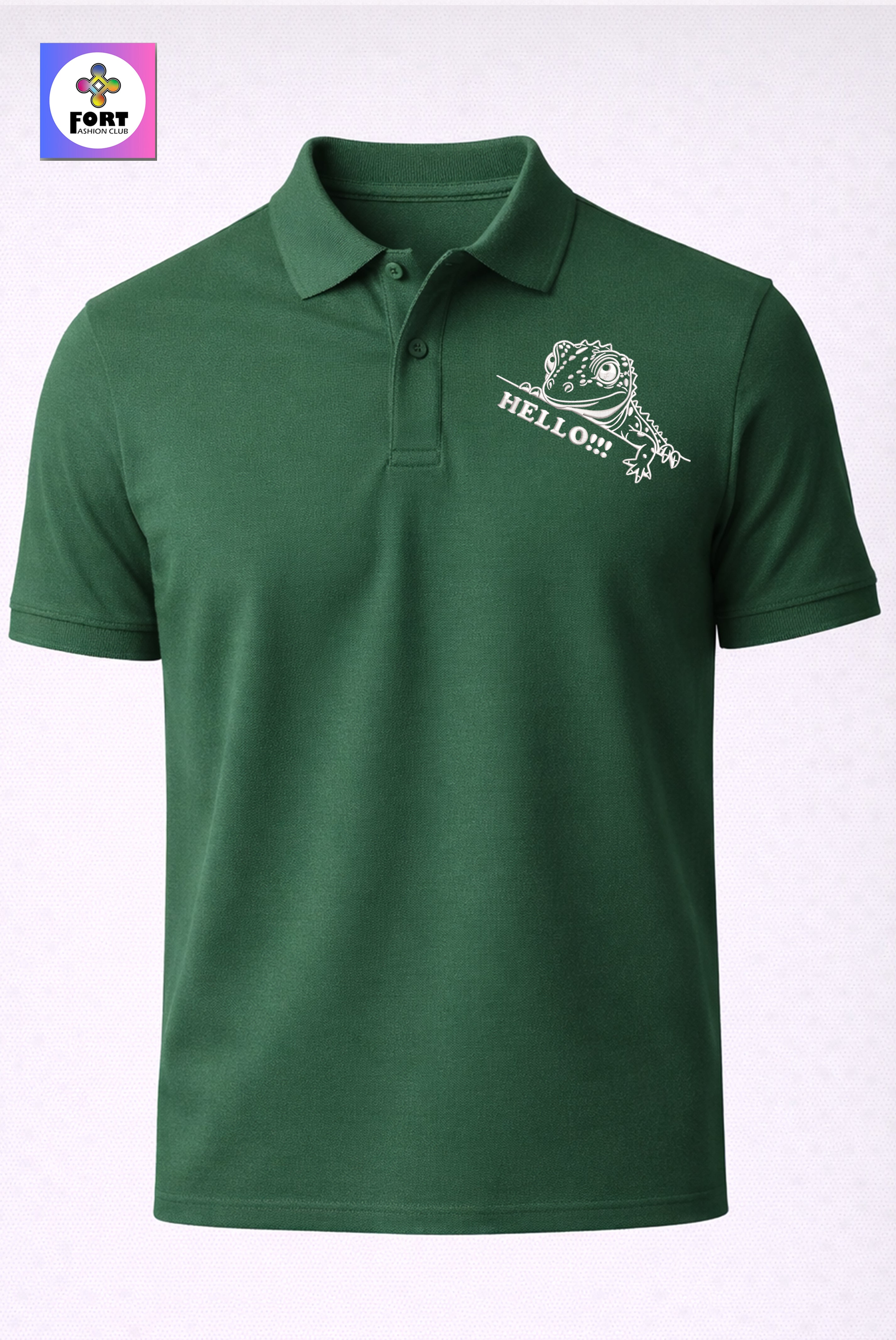 CRAZY EMBROIDERY UNISEX (COLLAR) T-SHIRT - LEZARD FORT FASHION CLUB