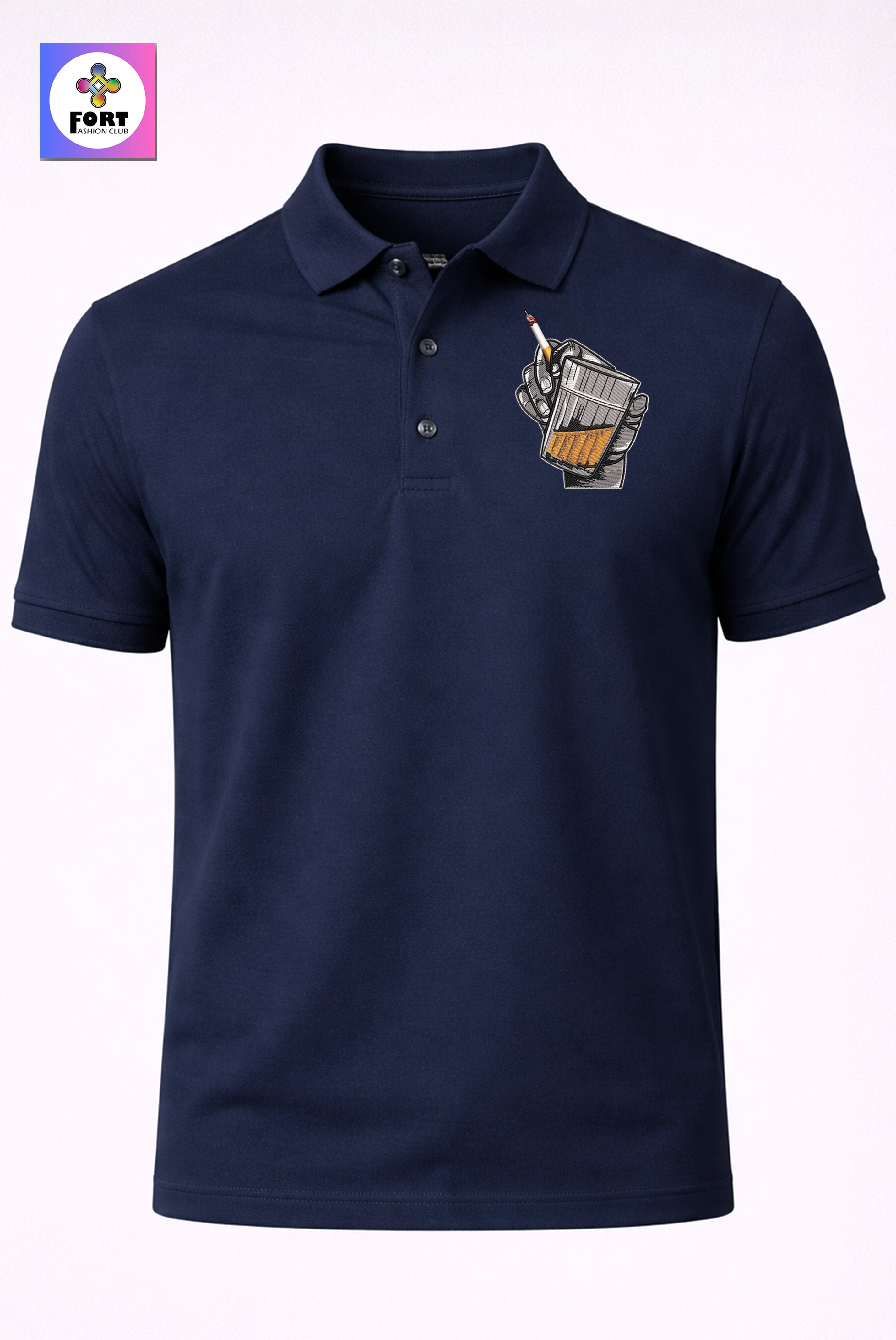 CRAZY EMBROIDERY UNISEX (COLLAR) T-SHIRT - ENERGY FORT FASHION CLUB