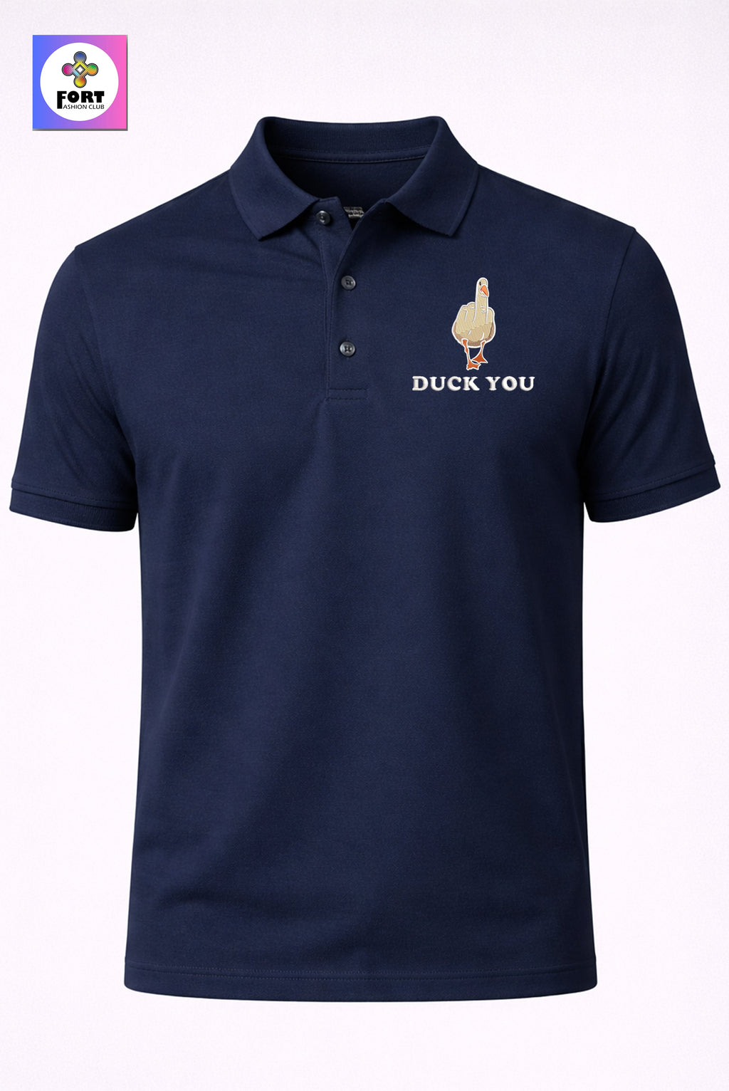 CRAZY EMBROIDERY UNISEX (COLLAR) T-SHIRT - DUCK FORT FASHION CLUB