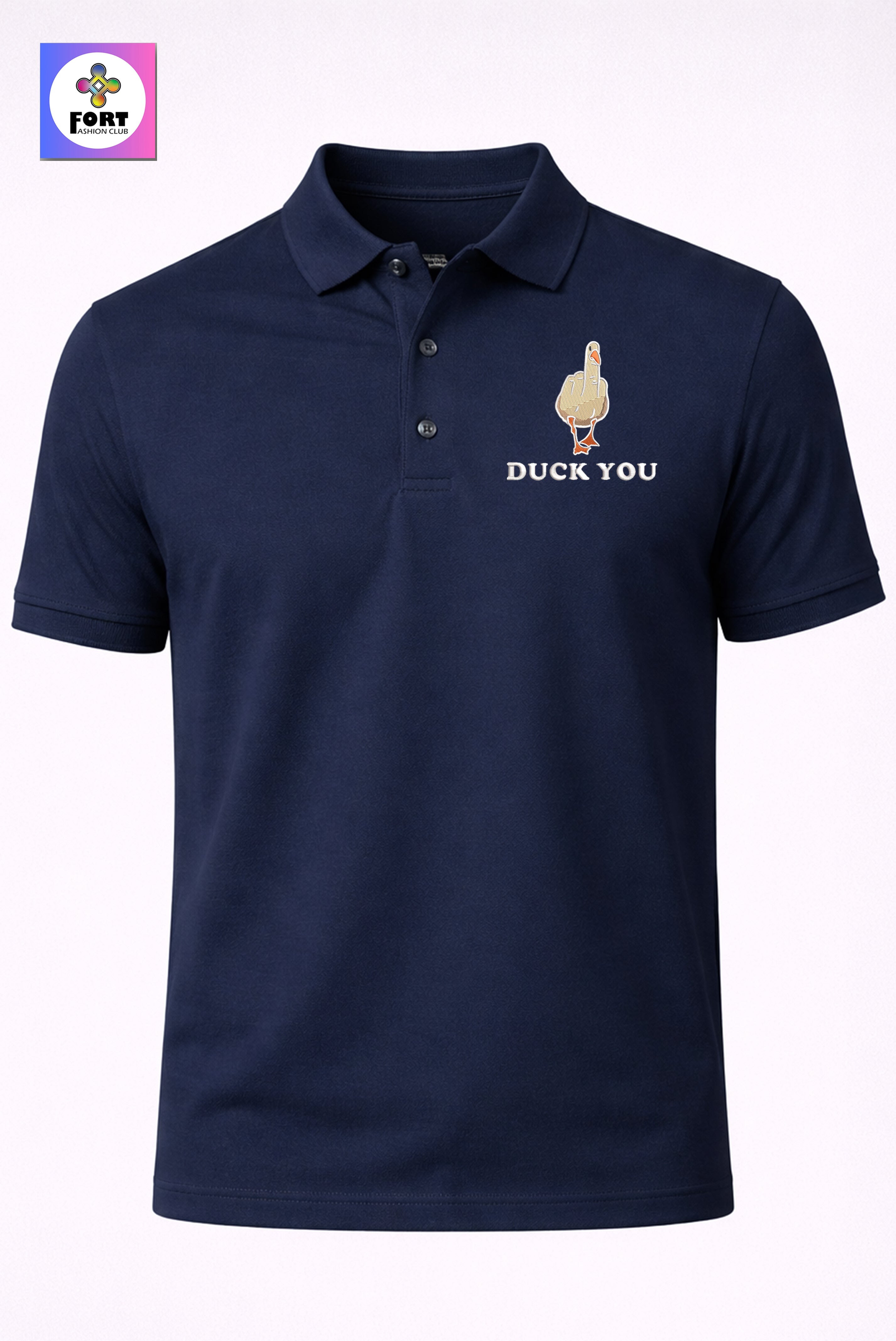 CRAZY EMBROIDERY UNISEX (COLLAR) T-SHIRT - DUCK FORT FASHION CLUB