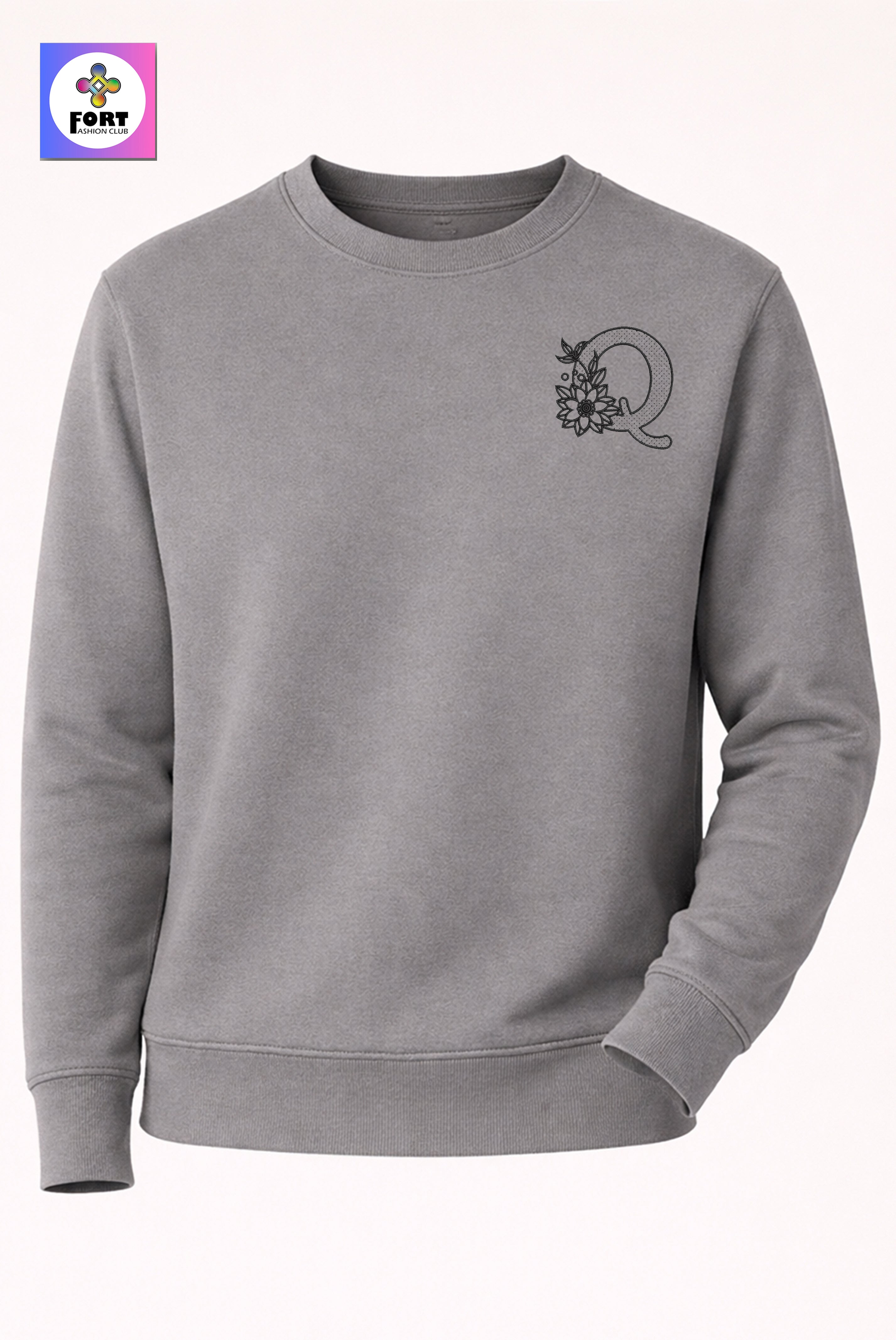 PREMIUM  ALPHABET EMBROIDERY UNISEX SWEATSHIRT FORT FASHION CLUB