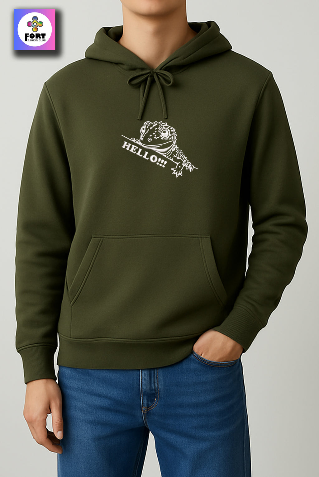 CRAZY EMBROIDERY UNISEX HOODIE – LIZARD