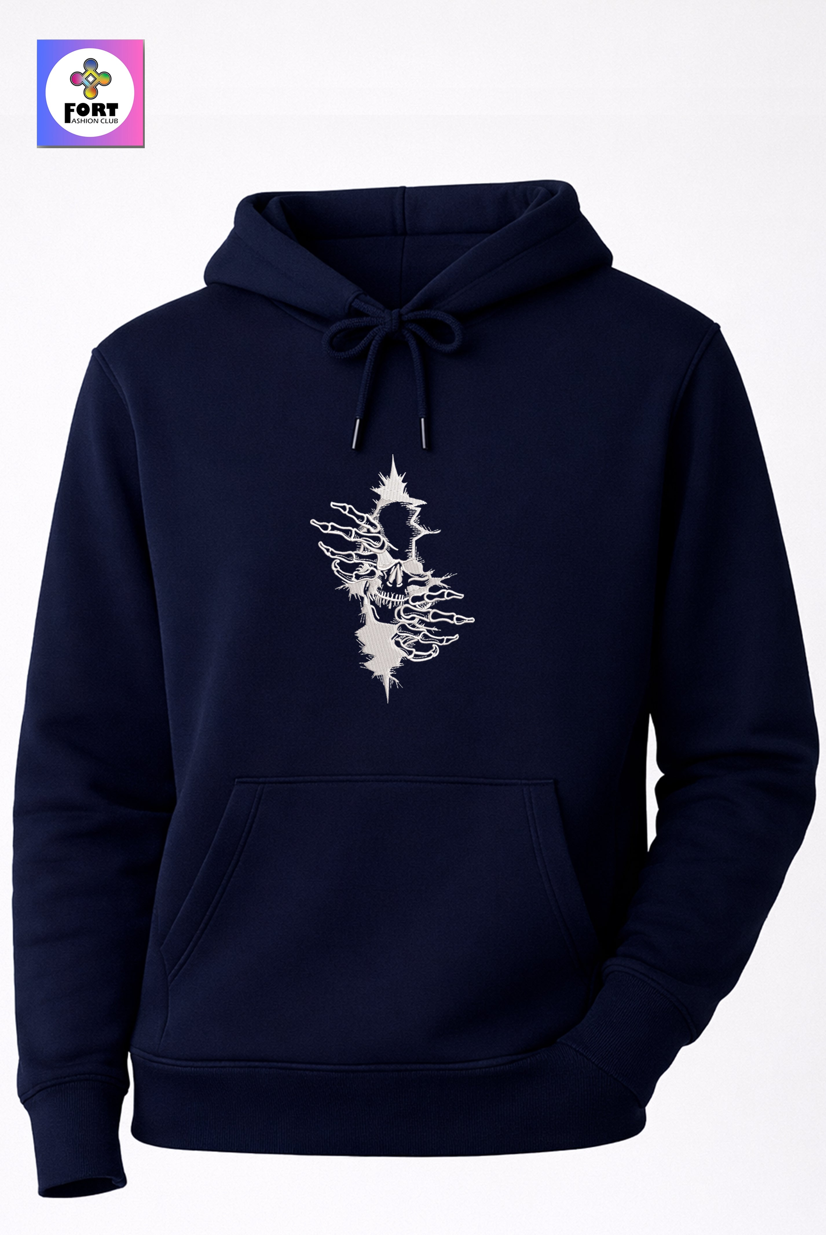 CRAZY EMBROIDERY UNISEX HOODIE – ARTY SKULL FORT FASHION CLUB