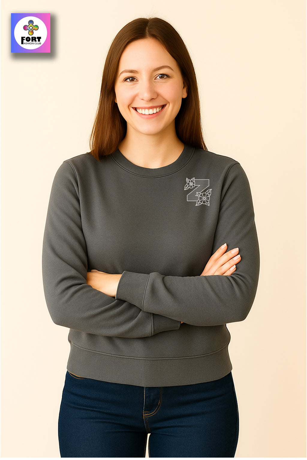 PREMIUM  ALPHABET EMBROIDERY UNISEX SWEATSHIRT