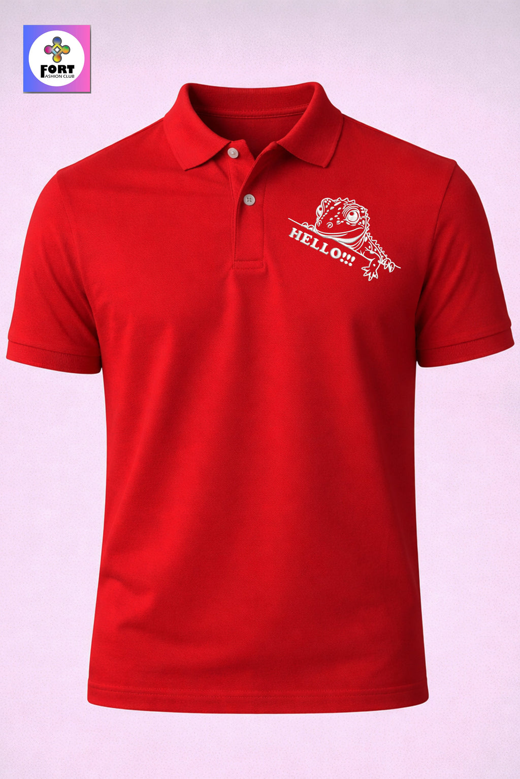 CRAZY EMBROIDERY UNISEX (COLLAR) T-SHIRT - LEZARD FORT FASHION CLUB