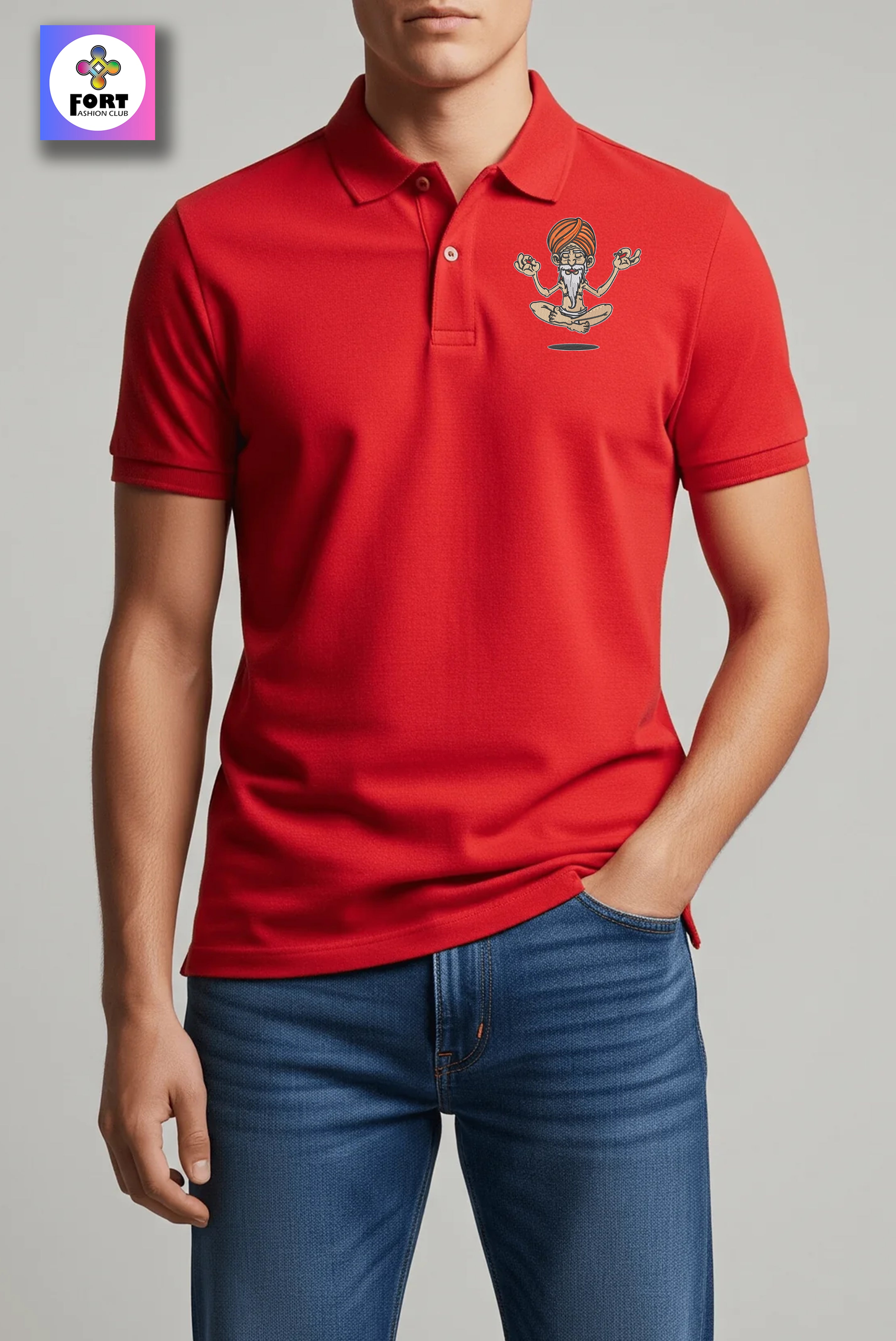 CRAZY EMBROIDERY UNISEX (COLLAR) T-SHIRT - SB