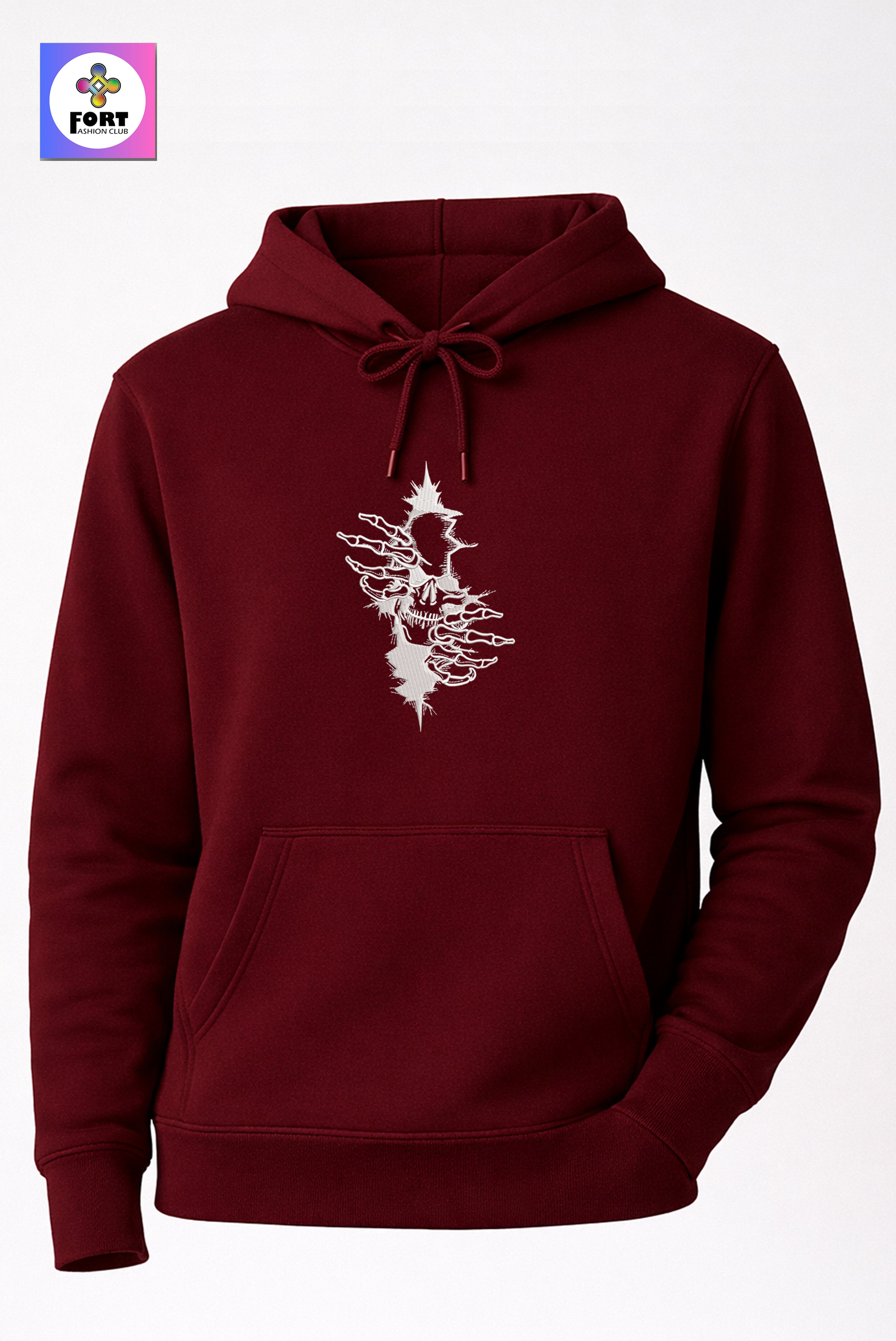 CRAZY EMBROIDERY UNISEX HOODIE – ARTY SKULL FORT FASHION CLUB