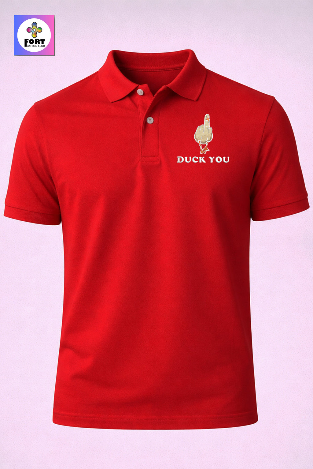 CRAZY EMBROIDERY UNISEX (COLLAR) T-SHIRT - DUCK FORT FASHION CLUB