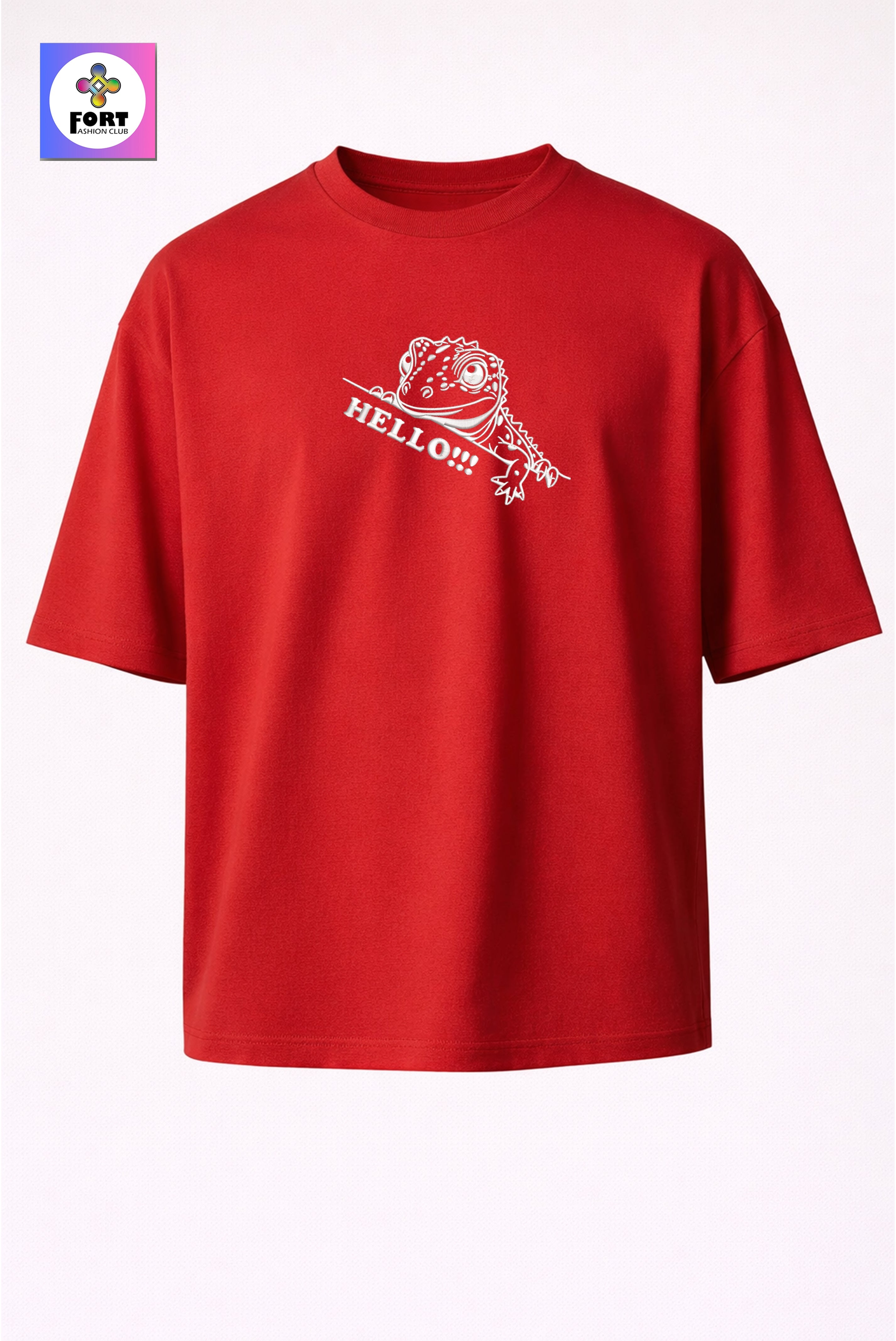 CRAZY EMBROIDERY UNISEX OVERSIZED T-SHIRT (DROP SHOULDER) – LEZARD FORT FASHION CLUB