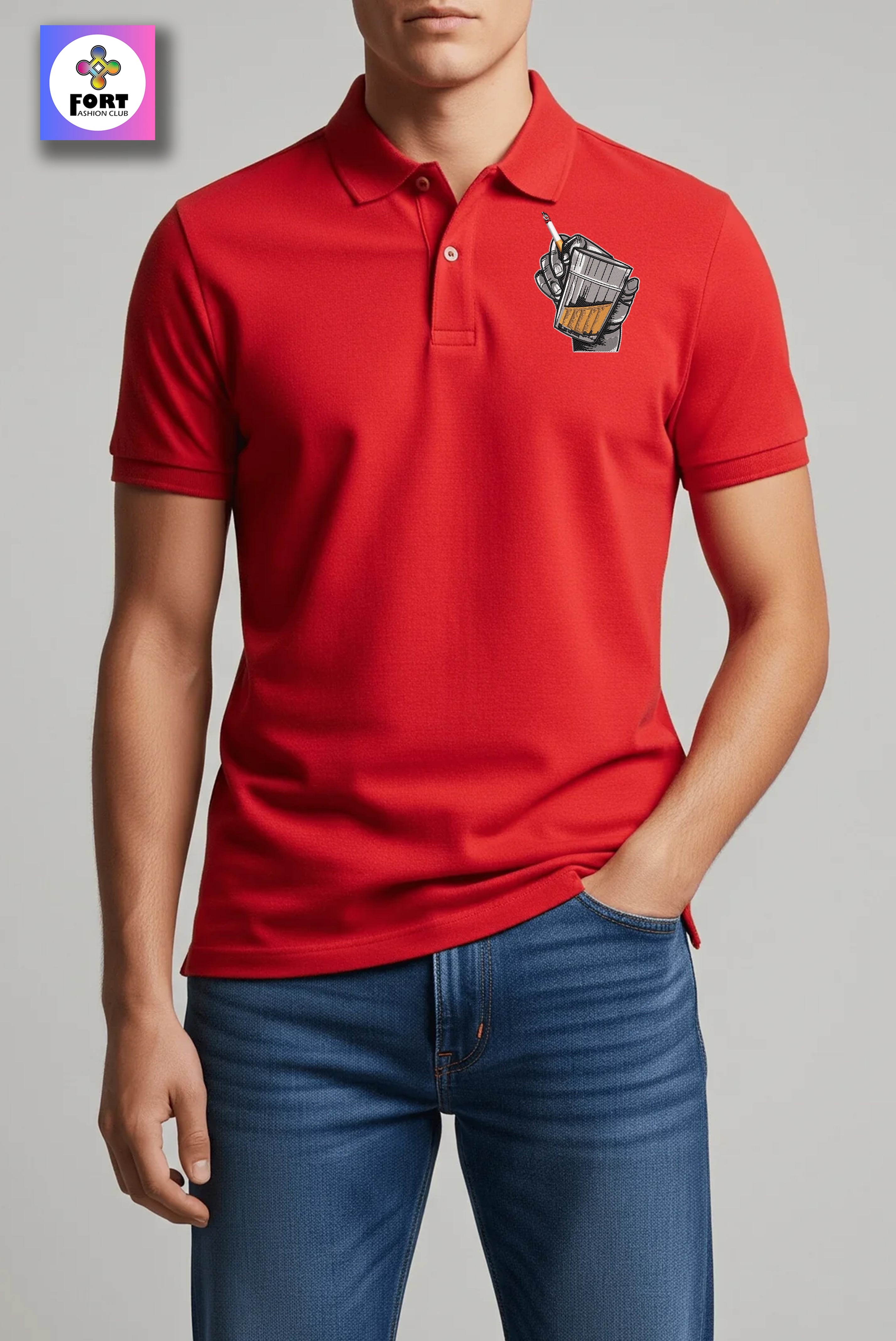 CRAZY EMBROIDERY UNISEX (COLLAR) T-SHIRT - ENERGY