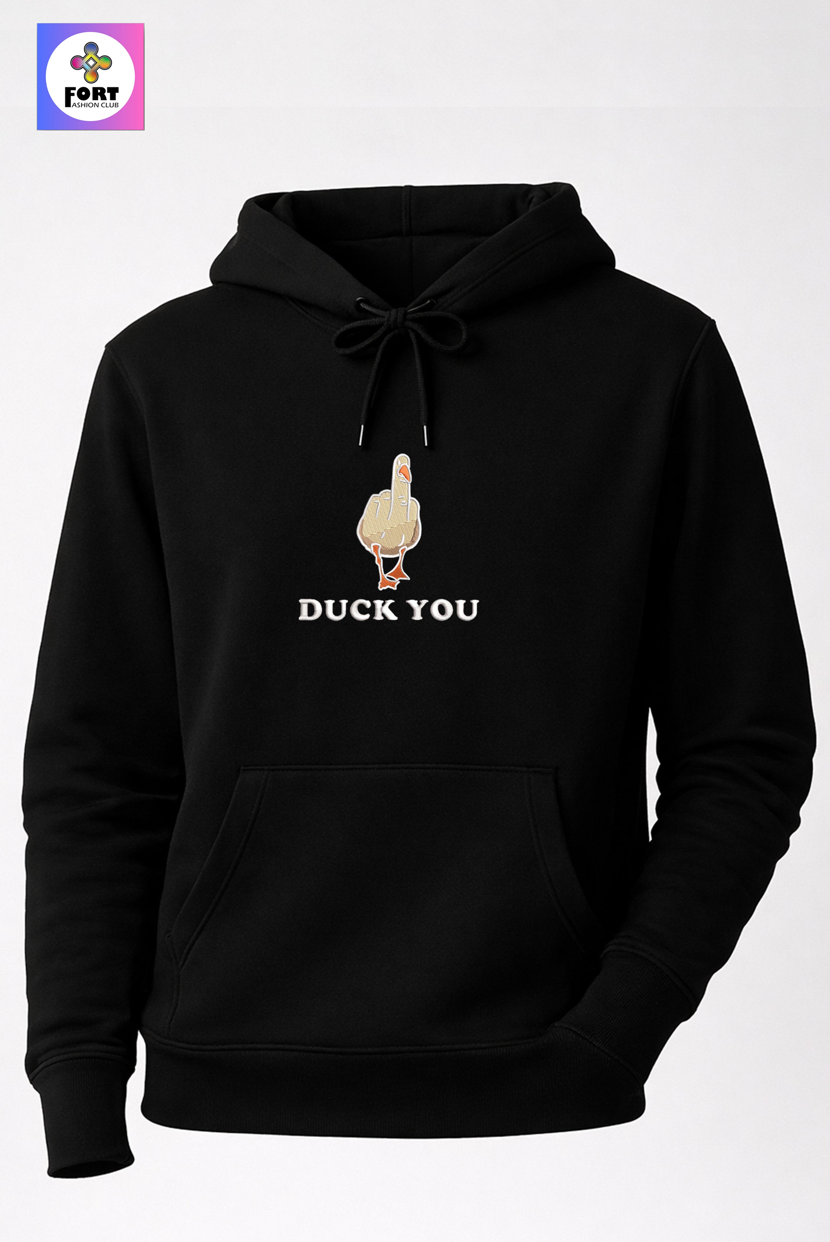 CRAZY EMBROIDERY UNISEX HOODIE – DUCK FORT FASHION CLUB