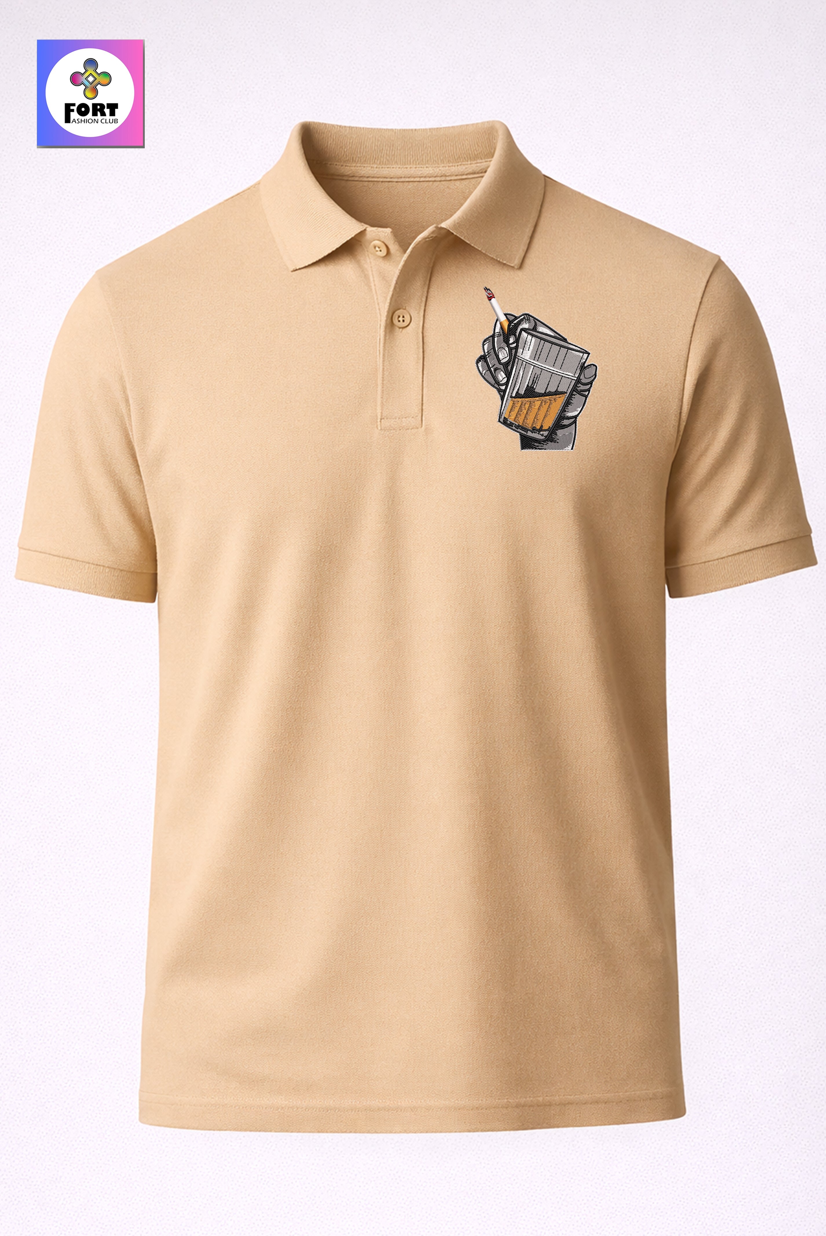 CRAZY EMBROIDERY UNISEX (COLLAR) T-SHIRT - ENERGY FORT FASHION CLUB