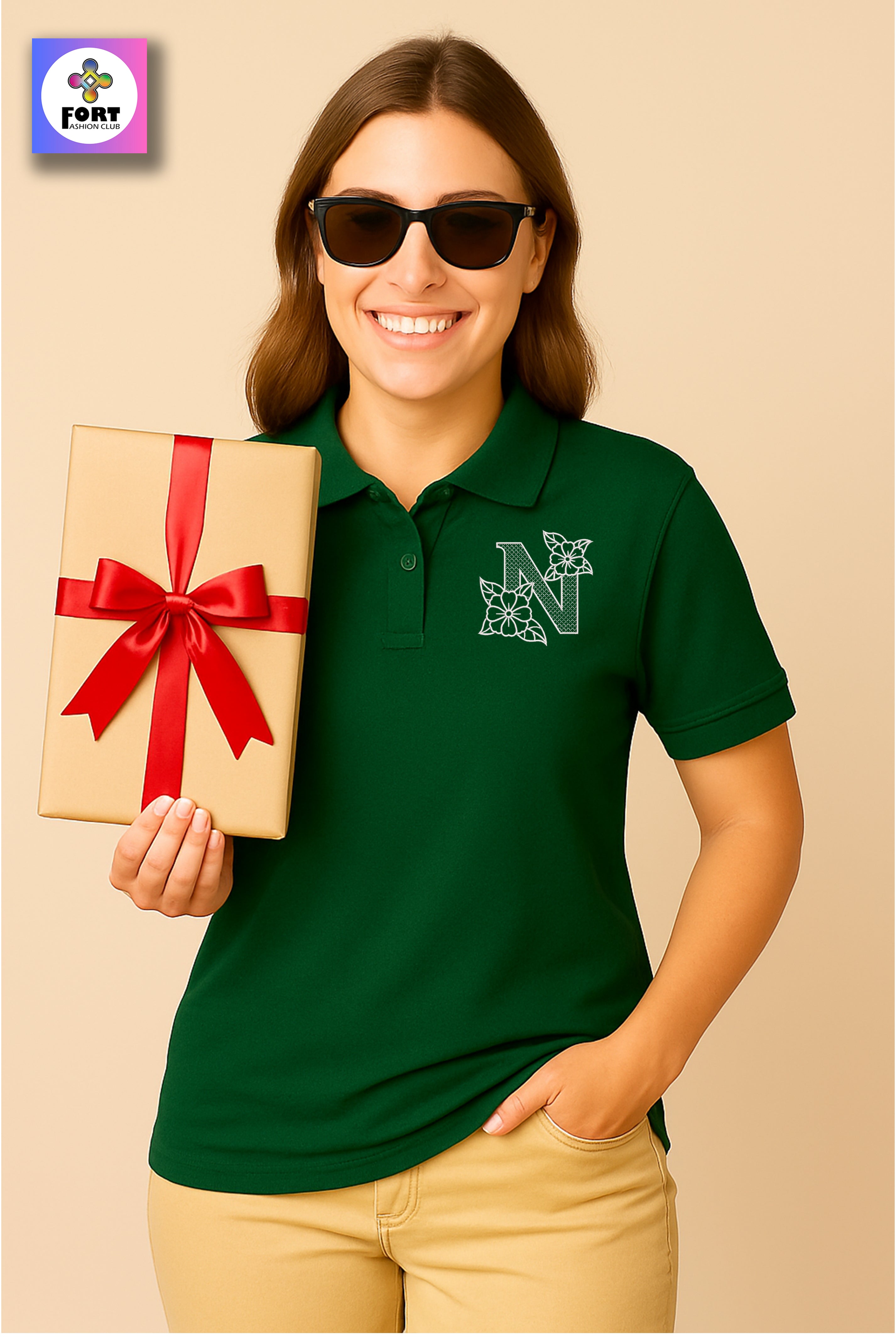 PREMIUM  ALPHABET EMBROIDERY UNISEX- (COLLAR) T-SHIRT