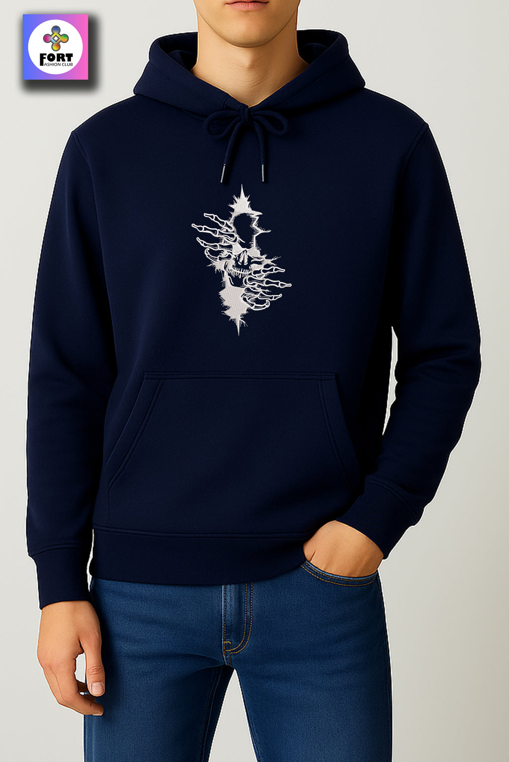 CRAZY EMBROIDERY UNISEX HOODIE – ARTY SKULL