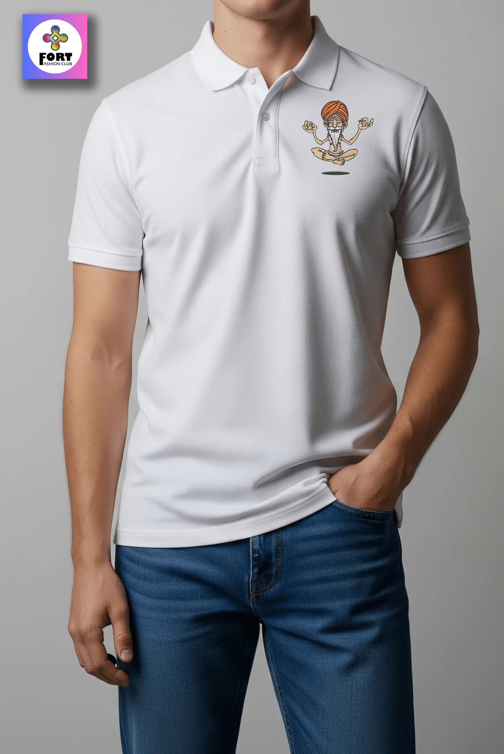 CRAZY EMBROIDERY UNISEX (COLLAR) T-SHIRT - SB