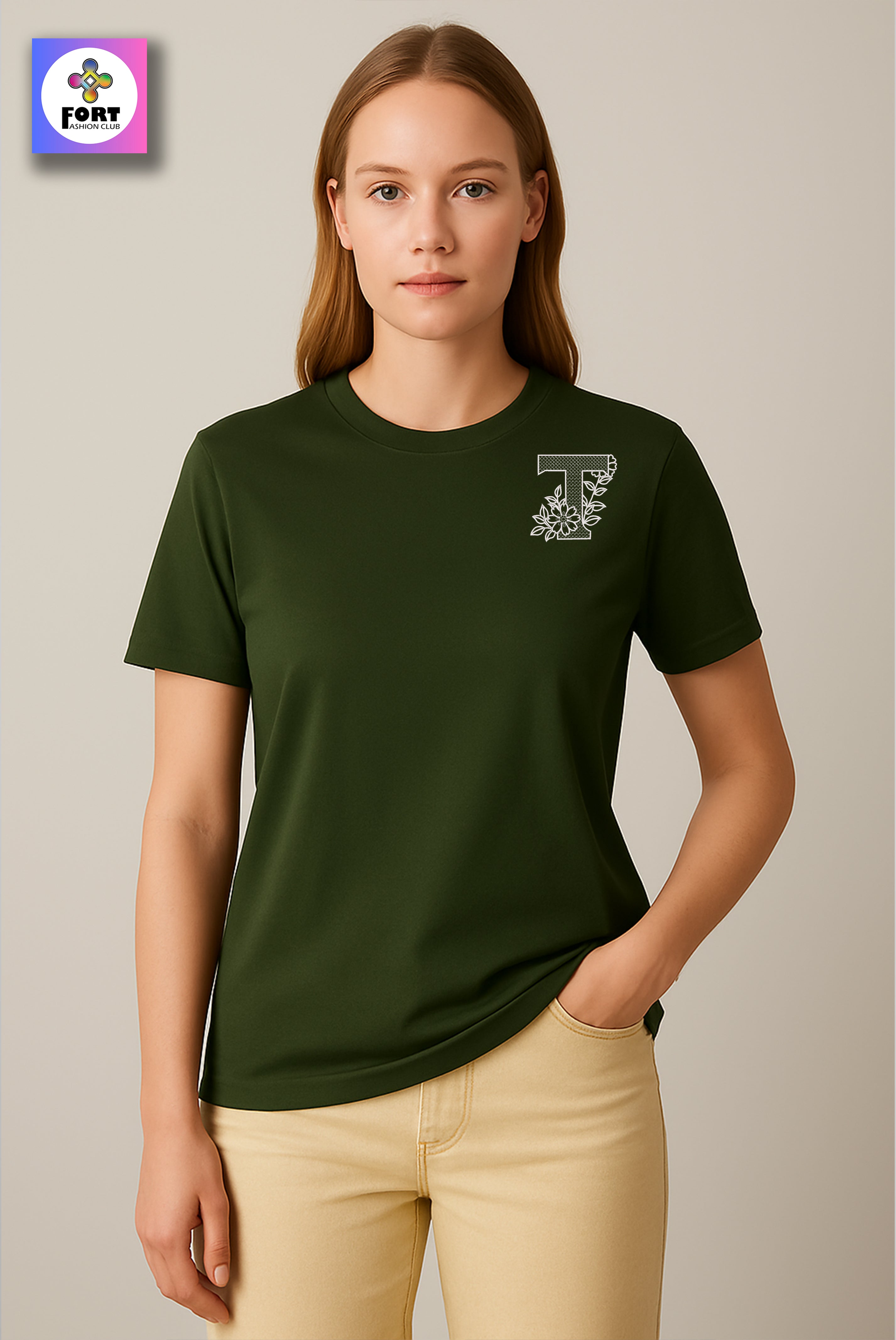 PREMIUM  ALPHABET EMBROIDERY UNISEX T-SHIRT